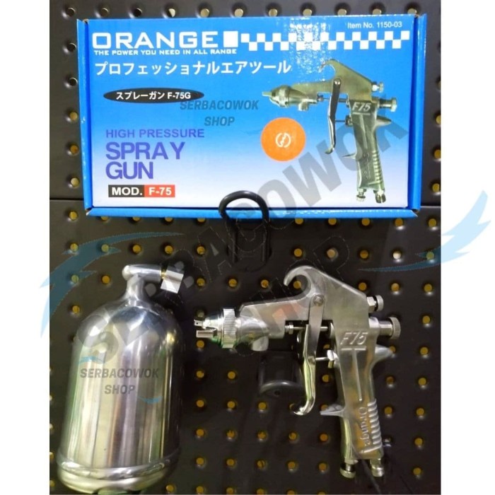 Orange Spray Gun F 75 Tabung Atas Semprotan Air Brush Cat Termurah