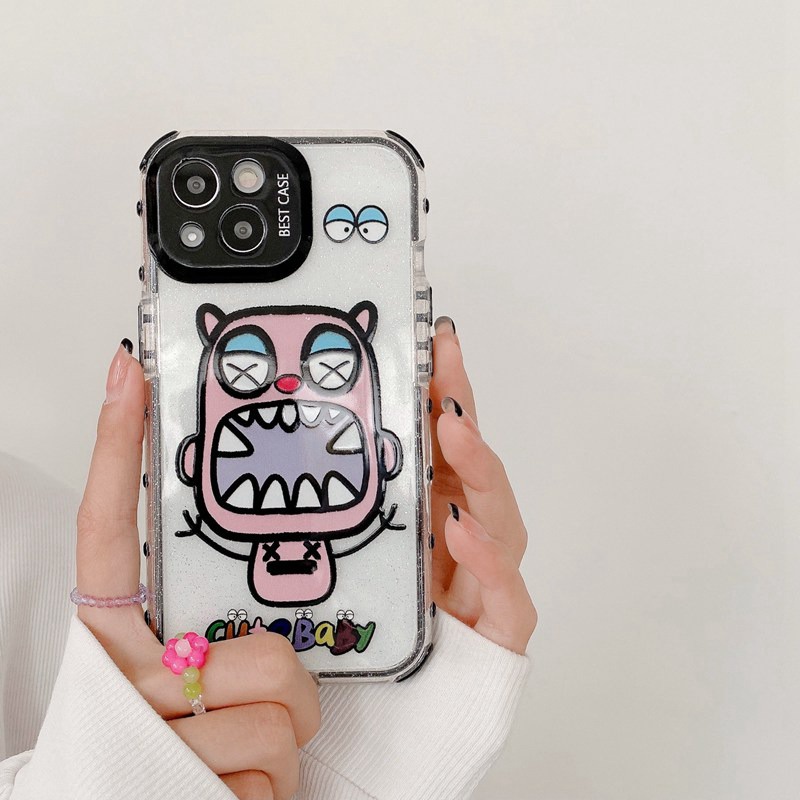 Fashion LOEVE &amp; Bigmouth Monster Galaxy Point Flash Casing Soft Case HP iP iPhone 14 13 12 11 Pro Max FTD New Cover Apple