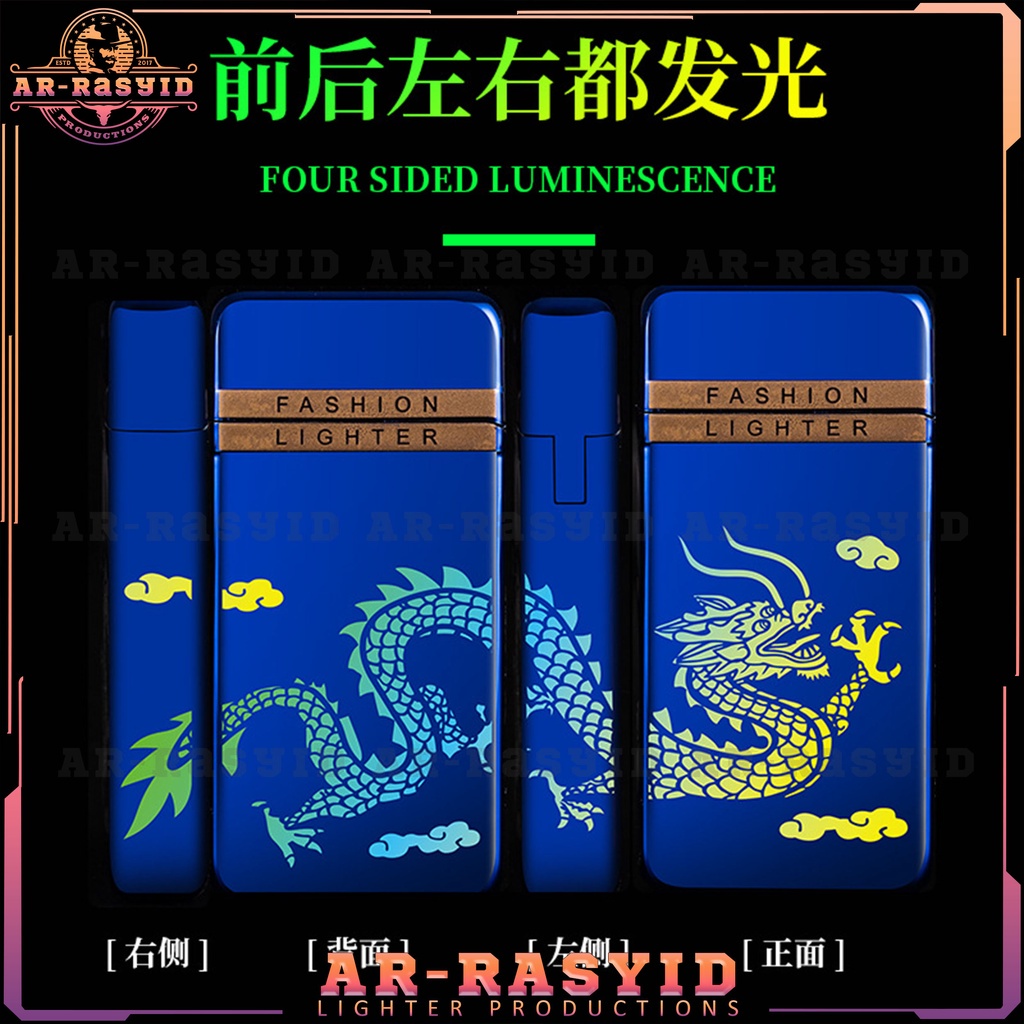 TERBARU! Korek Api Bara Gas Fashion Lighter 881 LED Motif Naga Dragon 2017 BISA COD!