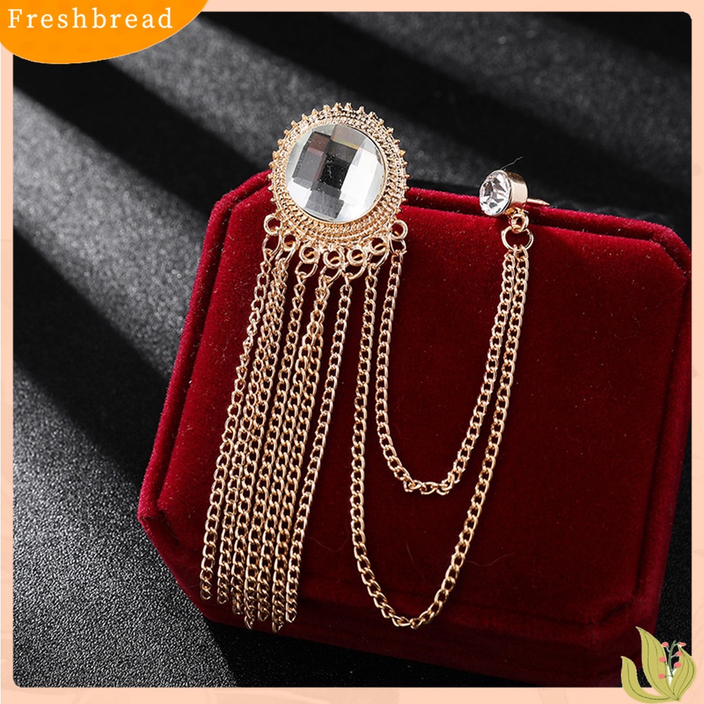 &lt; Freshbread &gt; Lencana Pin Rantai Berkilau Electroplating Hias Vintage Dress Up Colorfast Pria Jas Rumbai Kerah Pin Perhiasan Aksesori