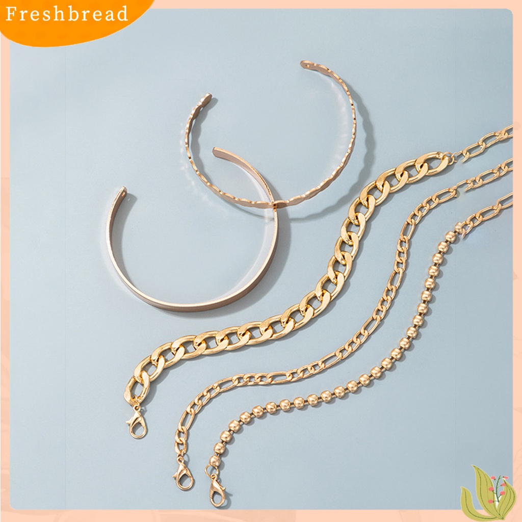 &lt; Freshbread &gt; 5Pcs Wanita Gelang Geometris Indah Bohemian Semua Pertandingan Link Rantai Bracelets Untuk Pantai