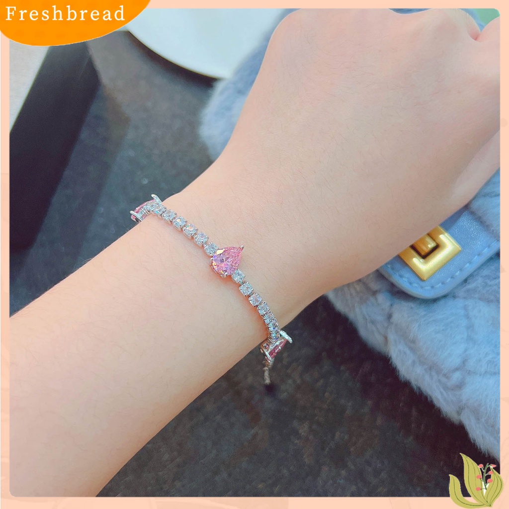 &lt; Freshbread &gt; Gelang Pengantin Yang Dapat Disesuaikan Mulia Dengan Rantai Ekstensi Tetesan Air Cubic Zirconia Charm Bracelet Fine Jewelry