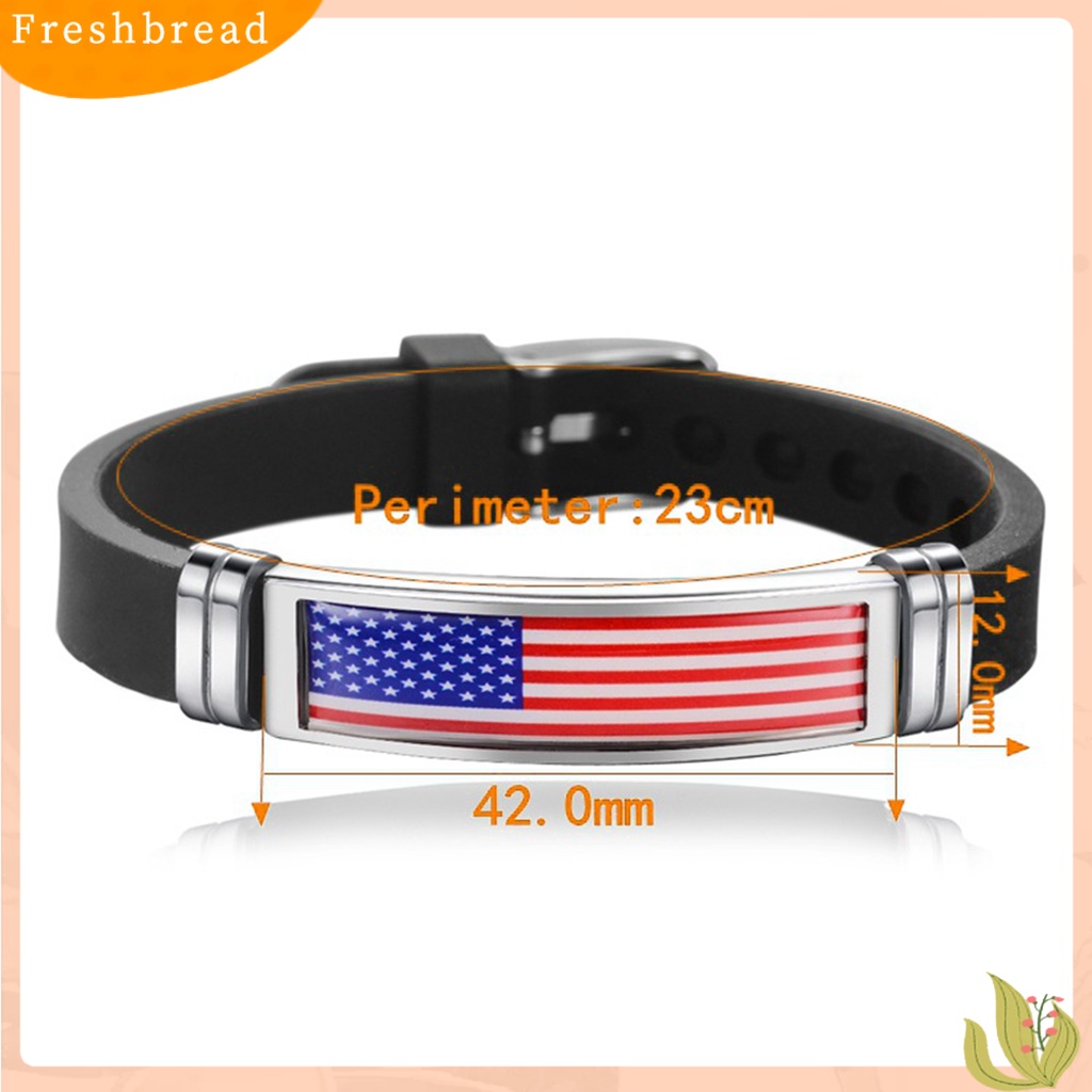 &lt; Freshbread &gt; Gelang Silikon Adjustable Geometris Patriotic Commemorative Nyaman Dekorasi Piala Dunia Stainless Steel Pria Wanita Bendera Gelang Fashion Perhiasan Untuk Pemandangan Permainan