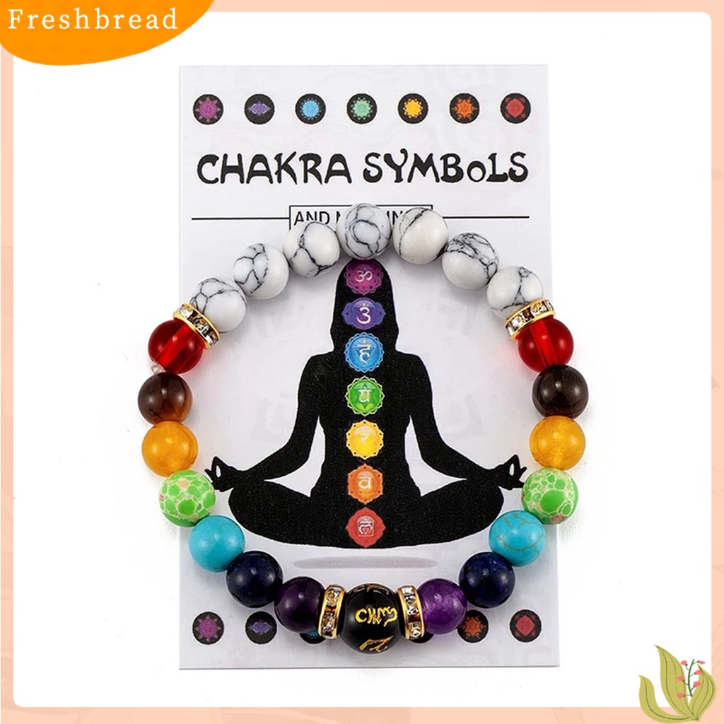 &lt; Freshbread &gt; Gelang Yoga Warna-Warni Buatan Batu Vulkanik Bentuk Geometris Handmade Eye-catching Healing Anxiety Aksesori 7gelang Batu Penyembuhan Cakra Untuk Kerja