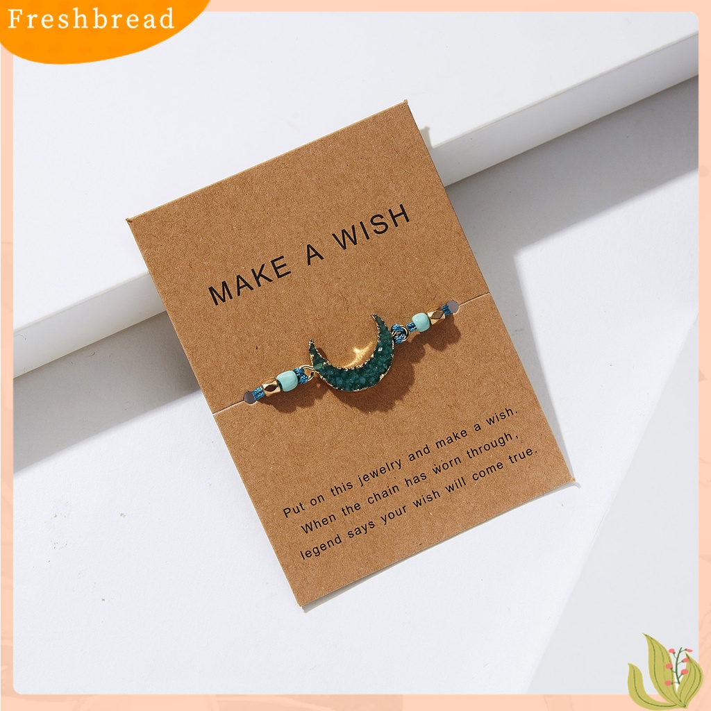 &lt; Freshbread &gt; Gelang Bergaya Ramah Kulit Adjustable Resin Fashion Moon Beaded Bracelet Untuk Wanita