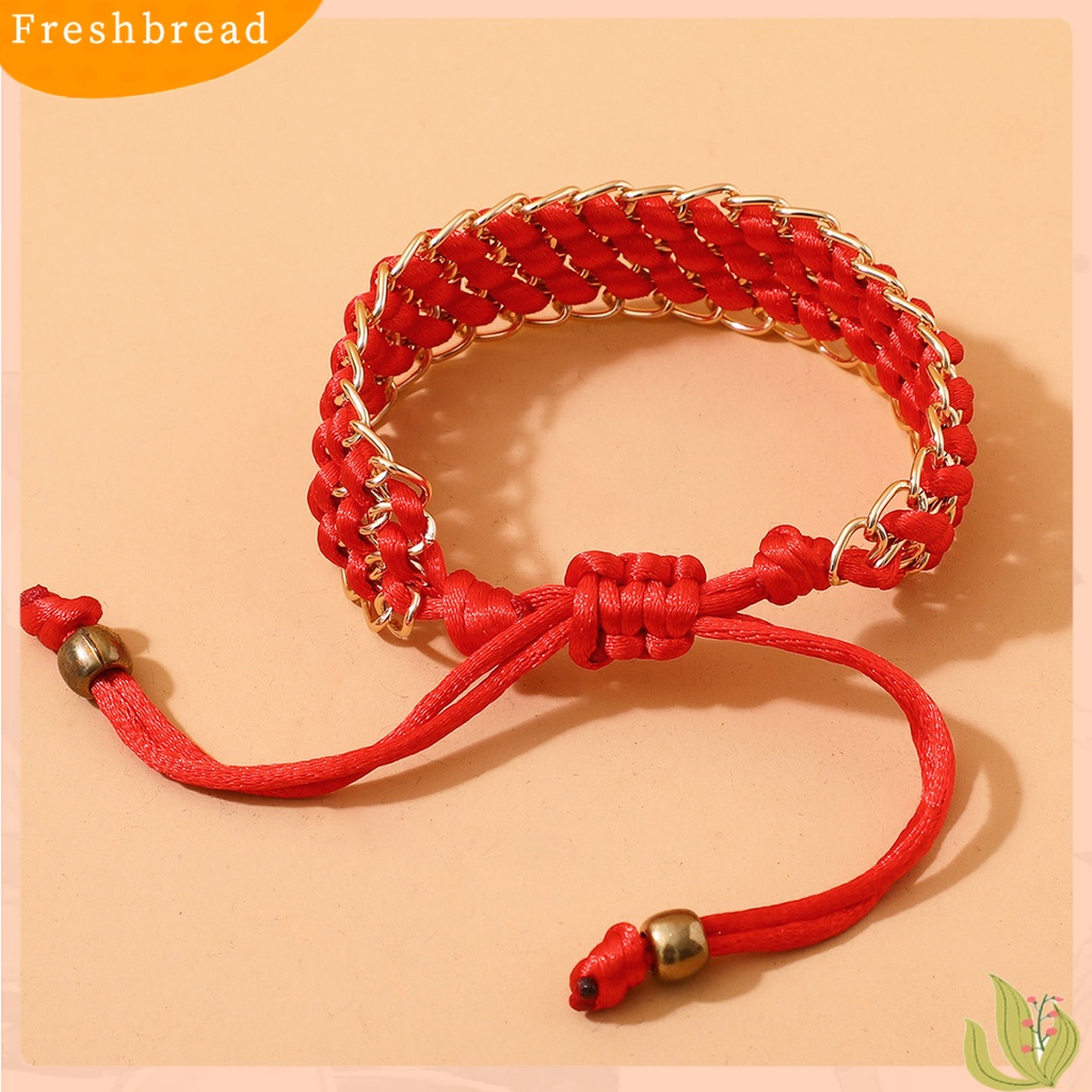 &lt; Freshbread &gt; Gelang Fashion Desain Kepang Geometris Artistik Merah Gelang Pasangan Untuk Dekorasi