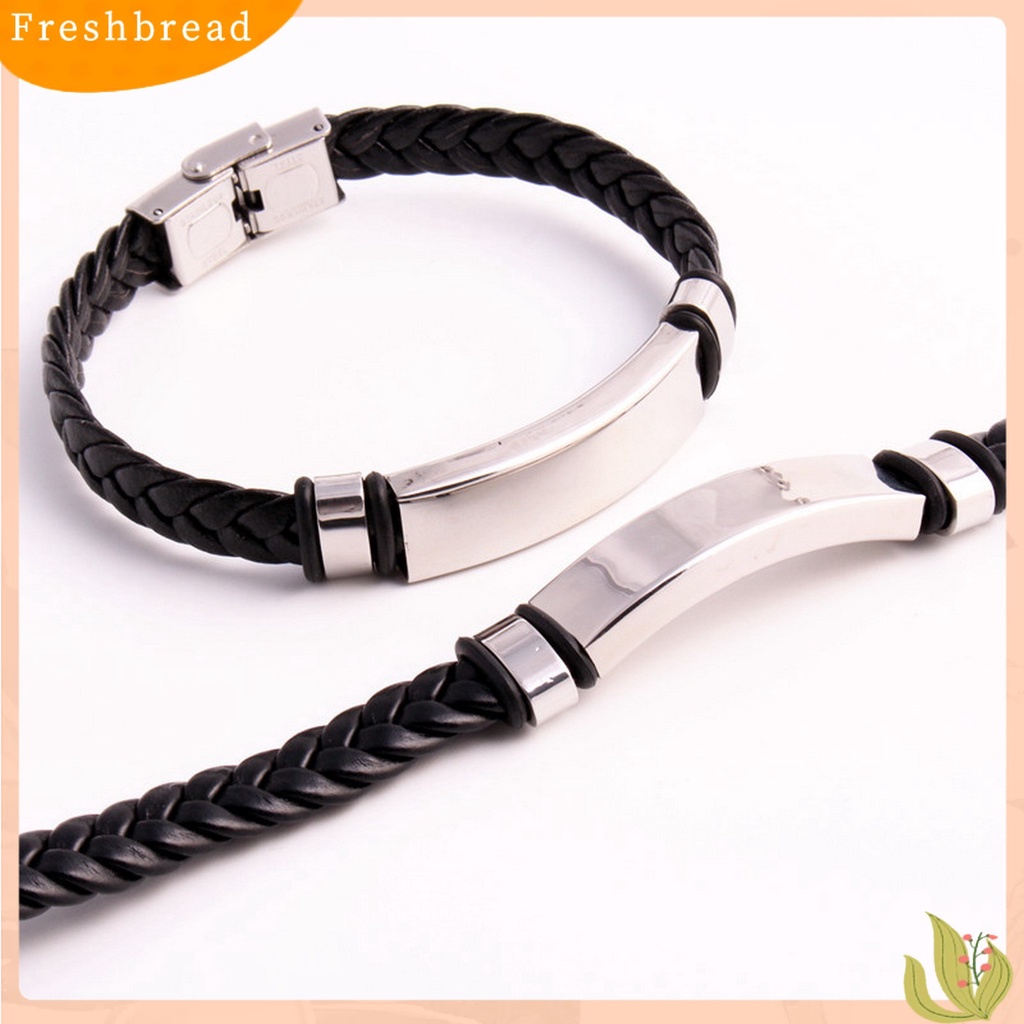 &lt; Freshbread &gt; Pria Gelang Pengerjaan Halus Gaya Rekreasi Dikepang Minimalis Adjustable Gesper Menghias Tahan Luntur Dikepang Faux Leather Bracelet Untuk Pakaian Sehari-Hari