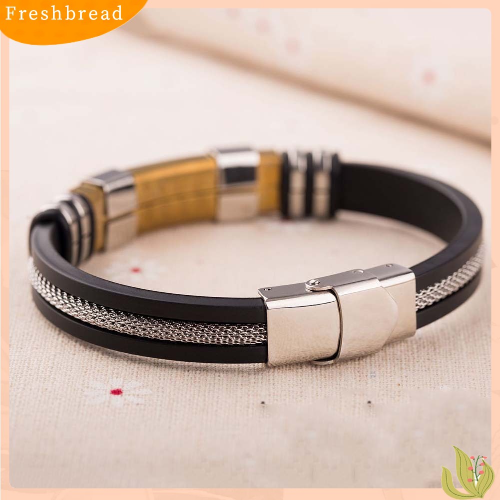 &lt; Freshbread &gt; Unik Pria Titanium Steel Rantai Tangan Buatan Tangan Gelang Bangle Club Perhiasan Hadiah