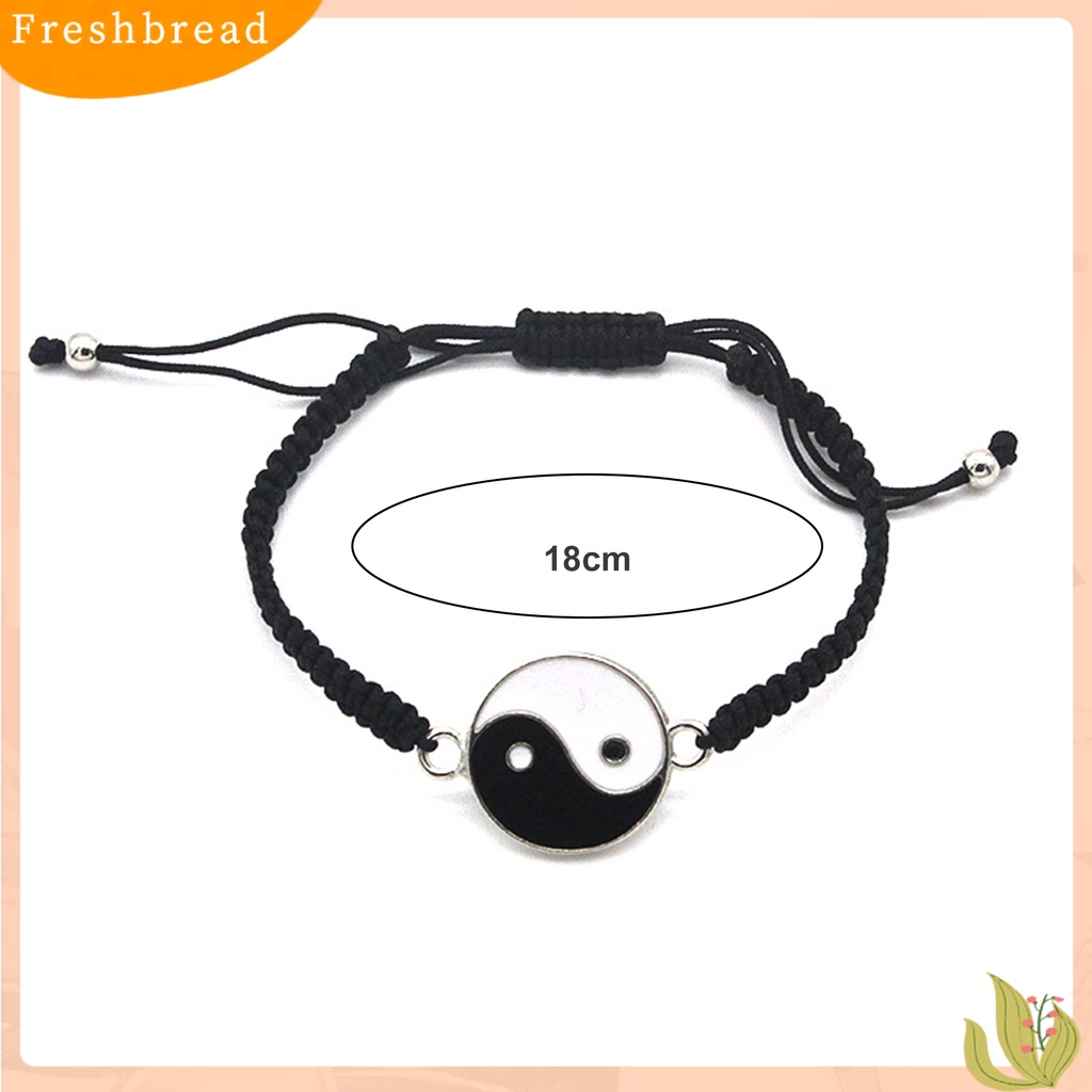 &lt; Freshbread &gt; Couple Gelang Handmade Braided Adjustable Round Beads Alloy Tai Chi Yin Yang Pria Wanita Tali String Fashion Perhiasan