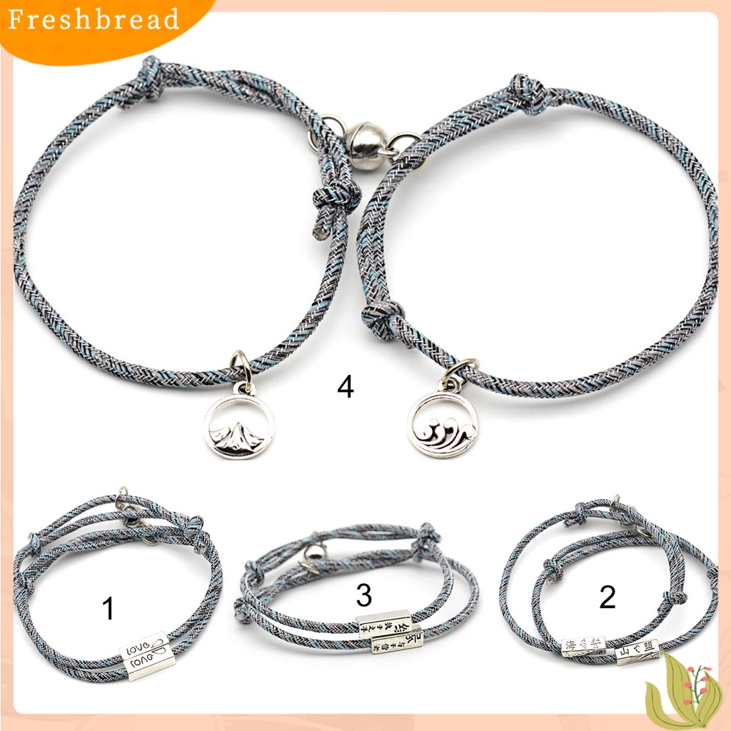 &lt; Freshbread &gt; 2Pcs Lover Bracelet ic Adjustable Braid Rope Pria Wanita Matching Bracelet Untuk Hadiah