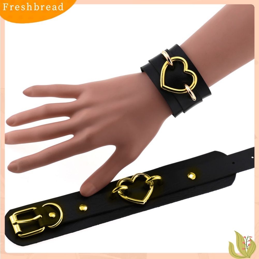 &lt; Freshbread &gt; Punk Wanita Jantung Cincin Double Layer Kulit Imitasi Gelang Bangle Perhiasan Hadiah