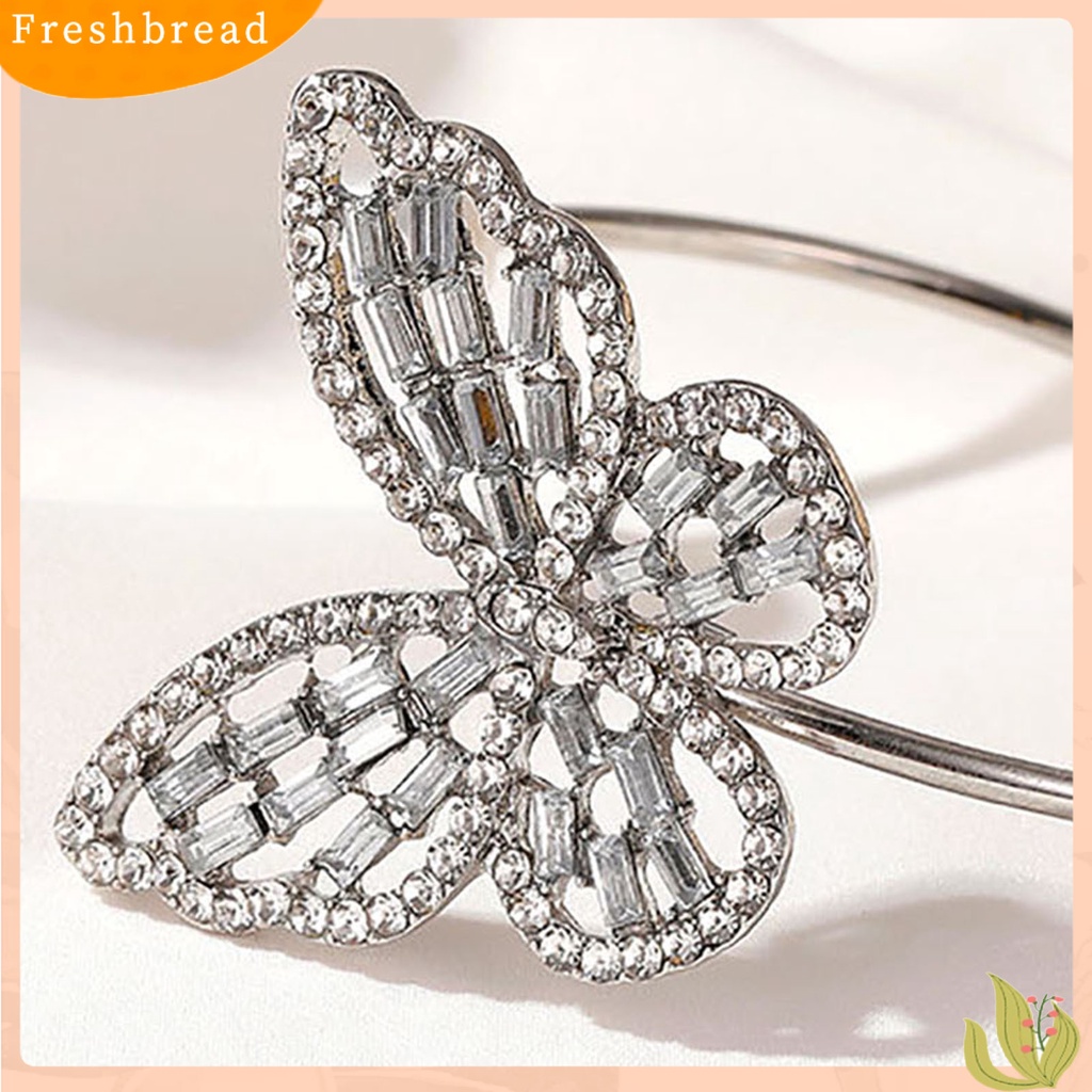 &lt; Freshbread &gt; Gelang Bangle Stylish All-match Flexible Alloy Pembukaan Adjustable Butterfly Untuk Pesta