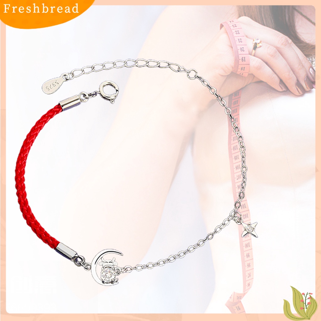 &lt; Freshbread &gt; Tali Merah Braided Bangle Desain Sapi Gelang Rantai Adjustable Wanita Fashion Perhiasan Hadiah Untuk Pesta