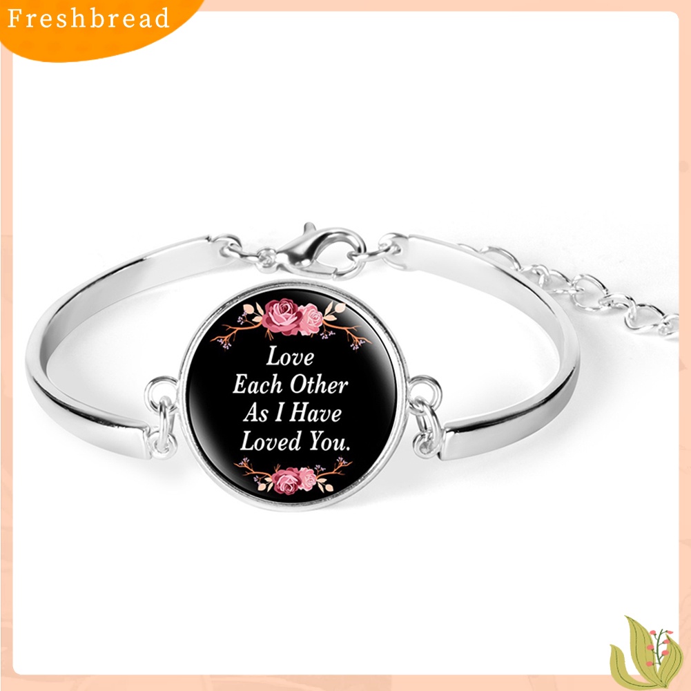 &lt; Freshbread &gt; Unisex Bible Verse Quote Mazmur Kaca Cabochon Pesona Gelang Perhiasan Kristen