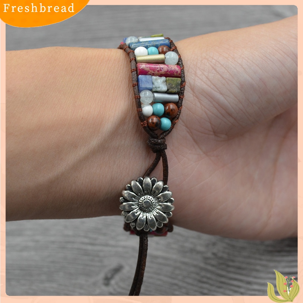 &lt; Freshbread &gt; Boho Wanita Multicolor Multilayer Kulit Imitasi Menenun Permata Manik-Manik Gelang Perhiasan