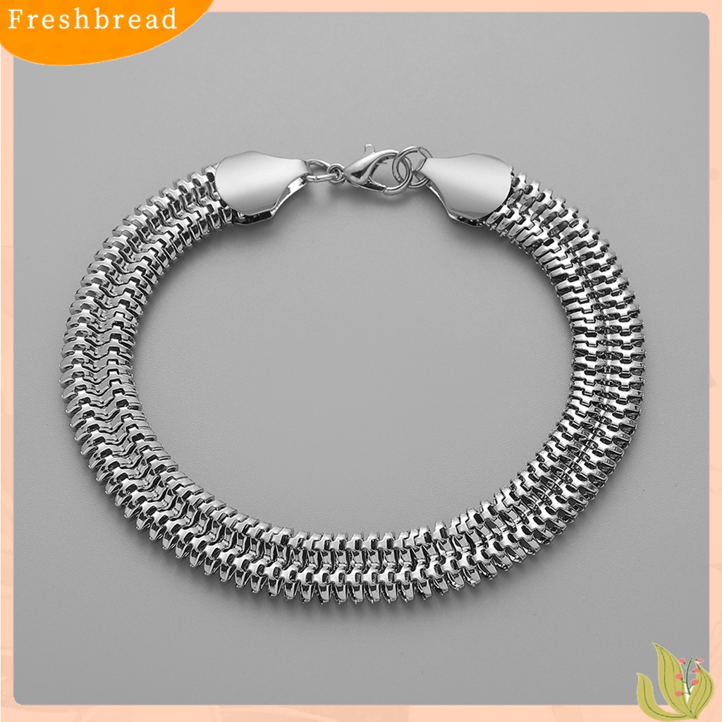 &lt; Freshbread &gt; Gelang Rantai Pria Double Layer Flat Snake Chain Jewelry Hip Hop Geometris Bangle Fashion Jewelry