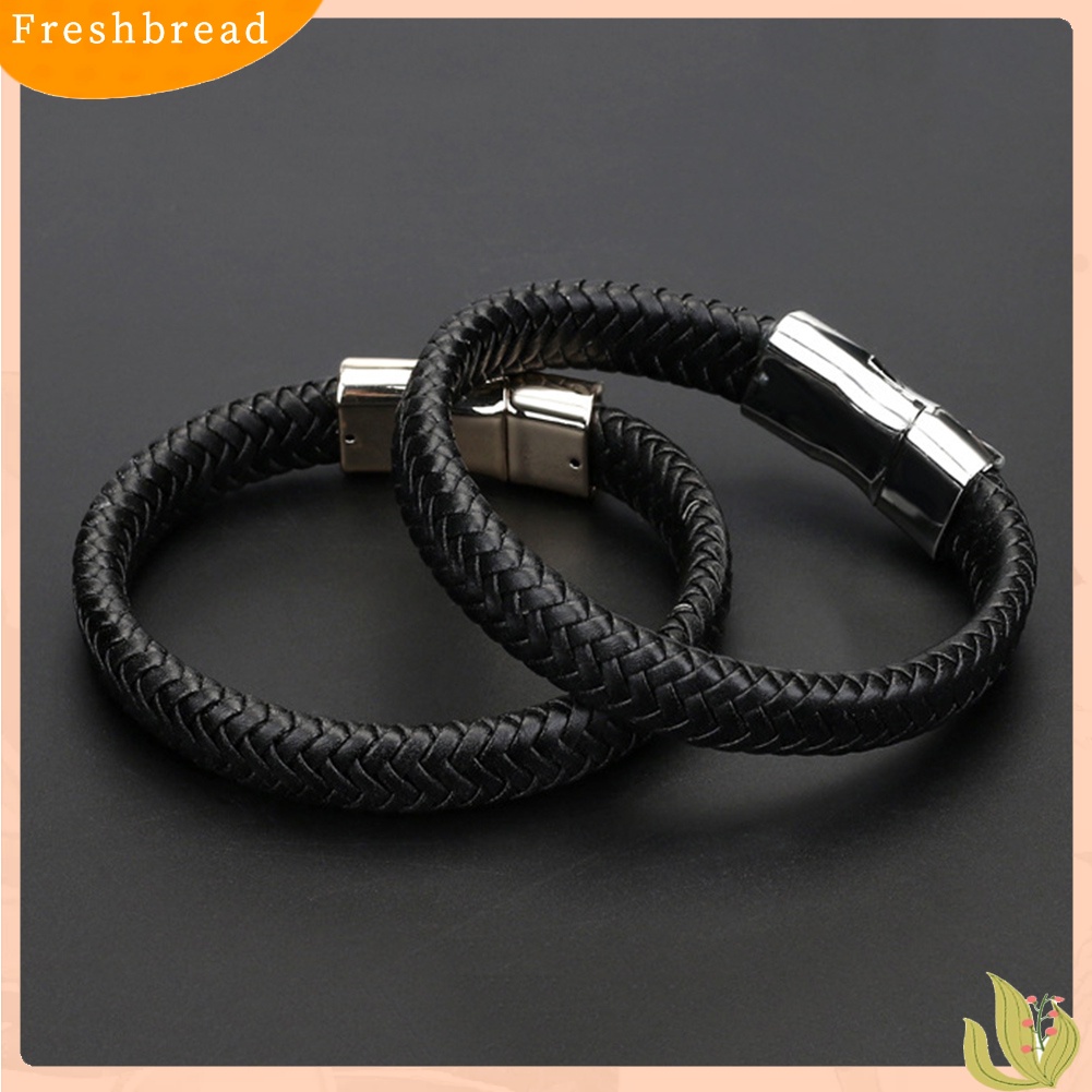 &lt; Freshbread &gt; Vintage Pria Menenun Kulit Imitasi Gelang Bangle Gelang Pesta Perhiasan Hadiah