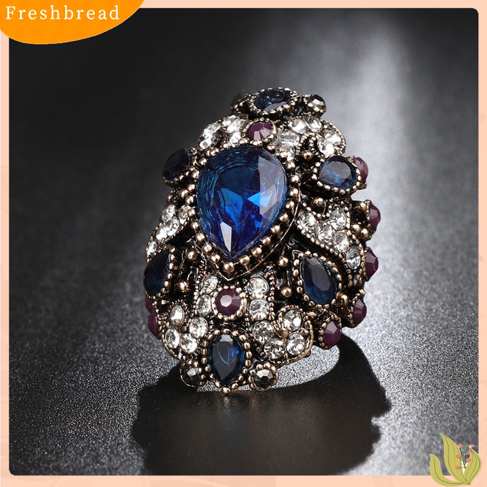 &lt; Freshbread &gt; Fashion Berlian Imitasi Mengkilap Punk Wanita Jari Cincin Pernyataan Perhiasan Hadiah Pesta