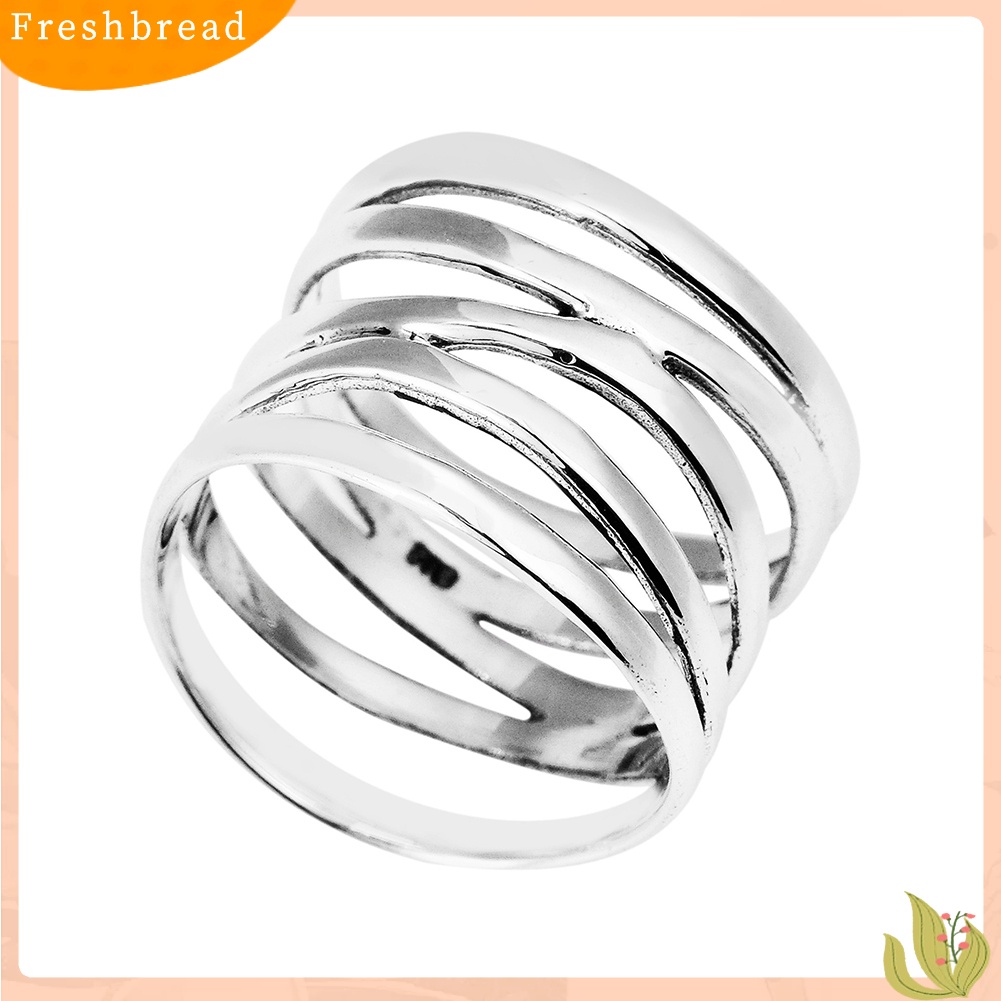 &lt; Freshbread &gt; Fashion Wanita Lebar 5band Coil Jari Cincin Pernikahan Pertunangan Pesta Perhiasan Hadiah