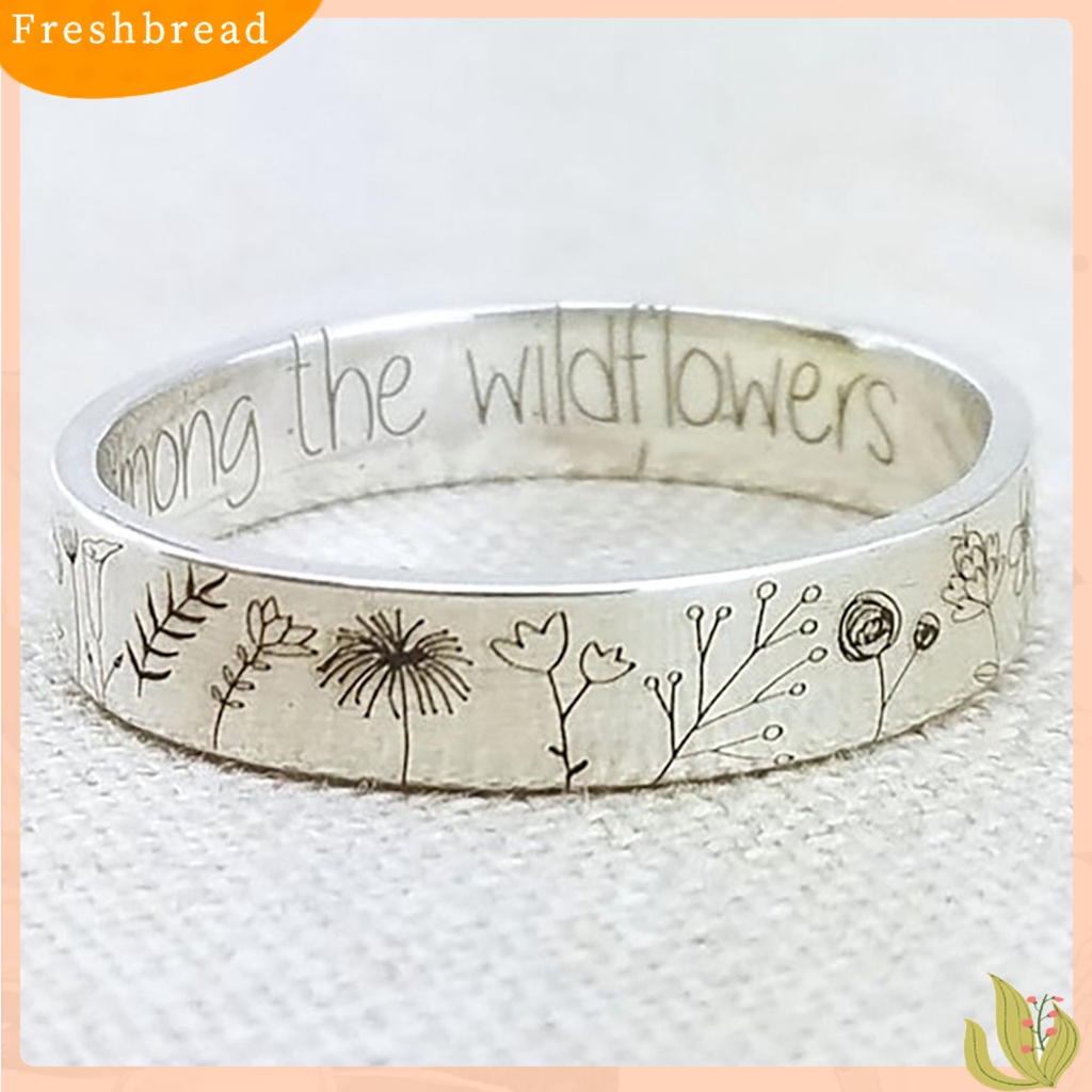 &lt; Freshbread &gt; Cincin Jari Motif Bunga Indah Paduan Pecinta Tulisan Dandelion Ring Untuk Pacaran