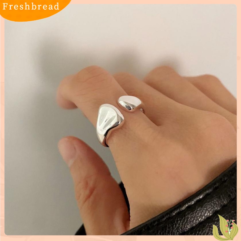 &lt; Freshbread &gt; Knuckle Ring Adjustable Electroplating High Gloss Geometris Menawan Dekorasi Hypoallergenic Lebar Tidak Teratur Terbuka Cincin Perhiasan Aksesoris