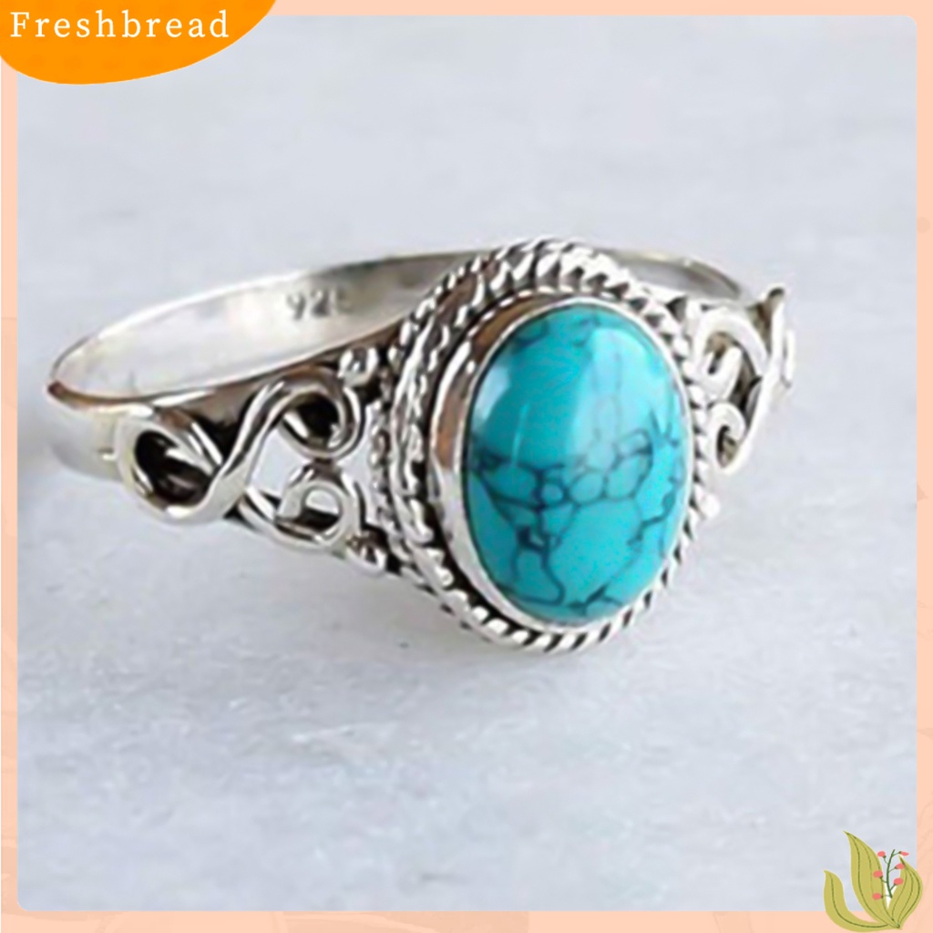 &lt; Freshbread &gt; Wanita Cincin Indah Imitasi Pirus Colorfast Gaya Vintage Women Circlet Finger Decoration