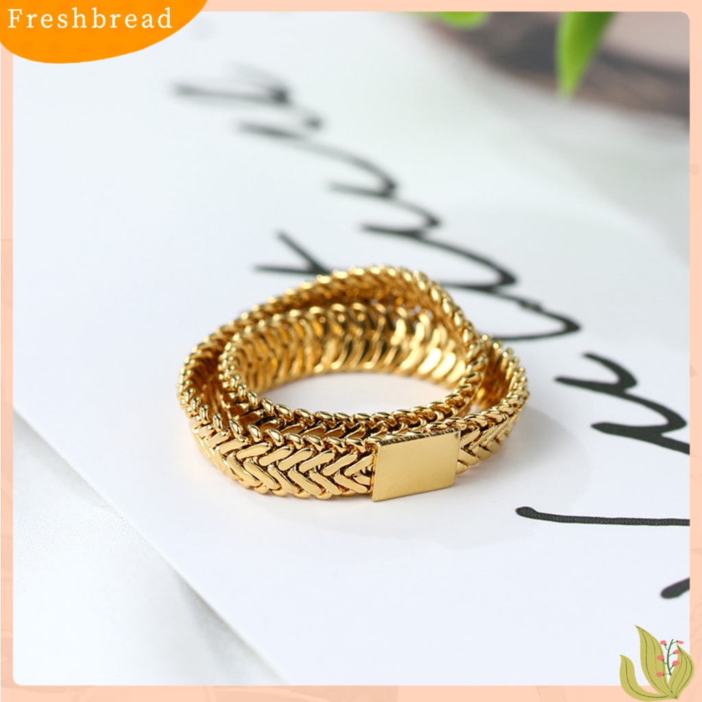 &lt; Freshbread &gt; Simple Snake Bone Chain Copper Double Layer Stack Cross Ring Cincin Jari Untuk Tanggal