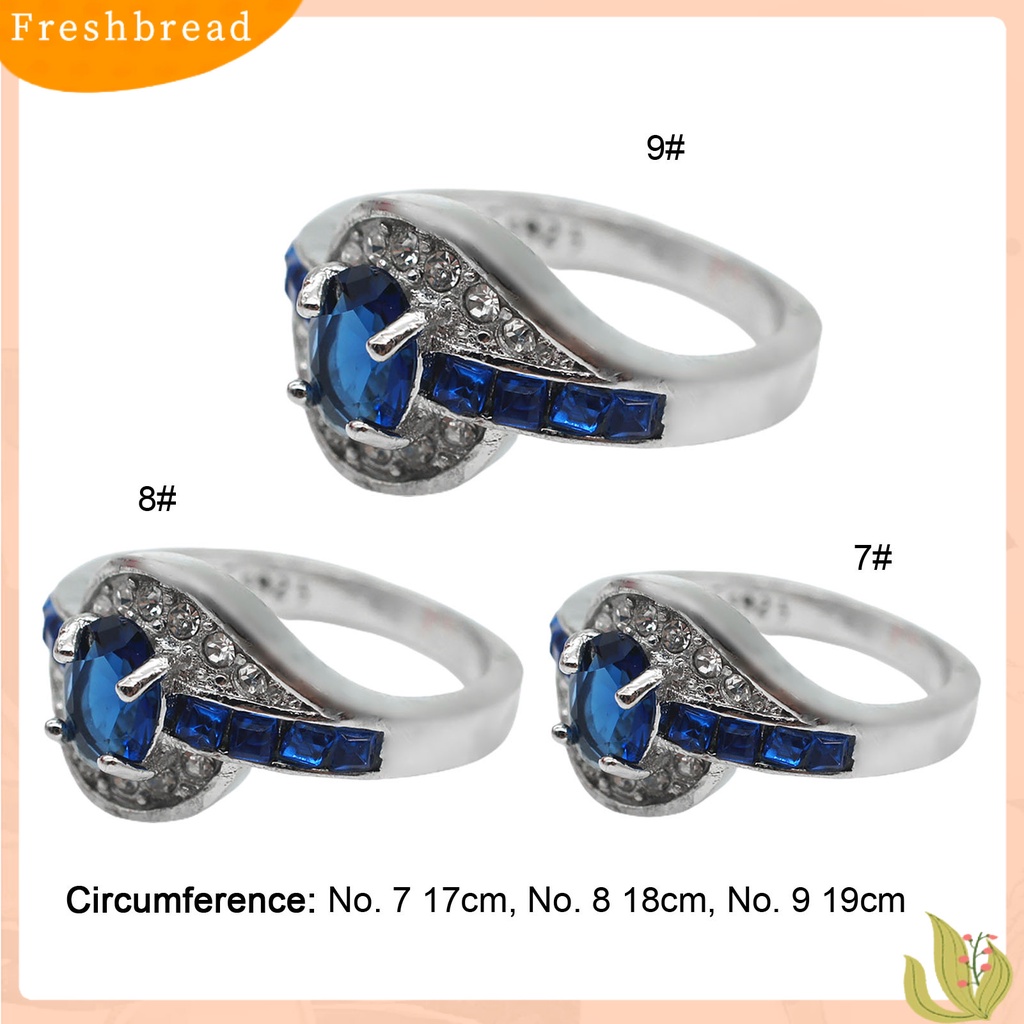 &lt; Freshbread &gt; Cincin Elegan Anti Gores Alloy Cincin Berlian Imitasi Biru Untuk Liburan