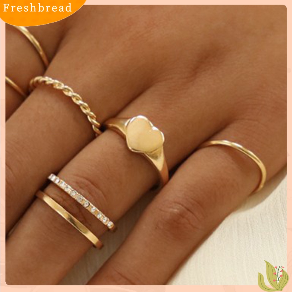 &lt; Freshbread &gt; 8Pcs Cincin Jari Bintang Berujung Lima Berlian Imitasi Perhiasan Electroplating Geometris Cincin Hadiah Ulang Tahun