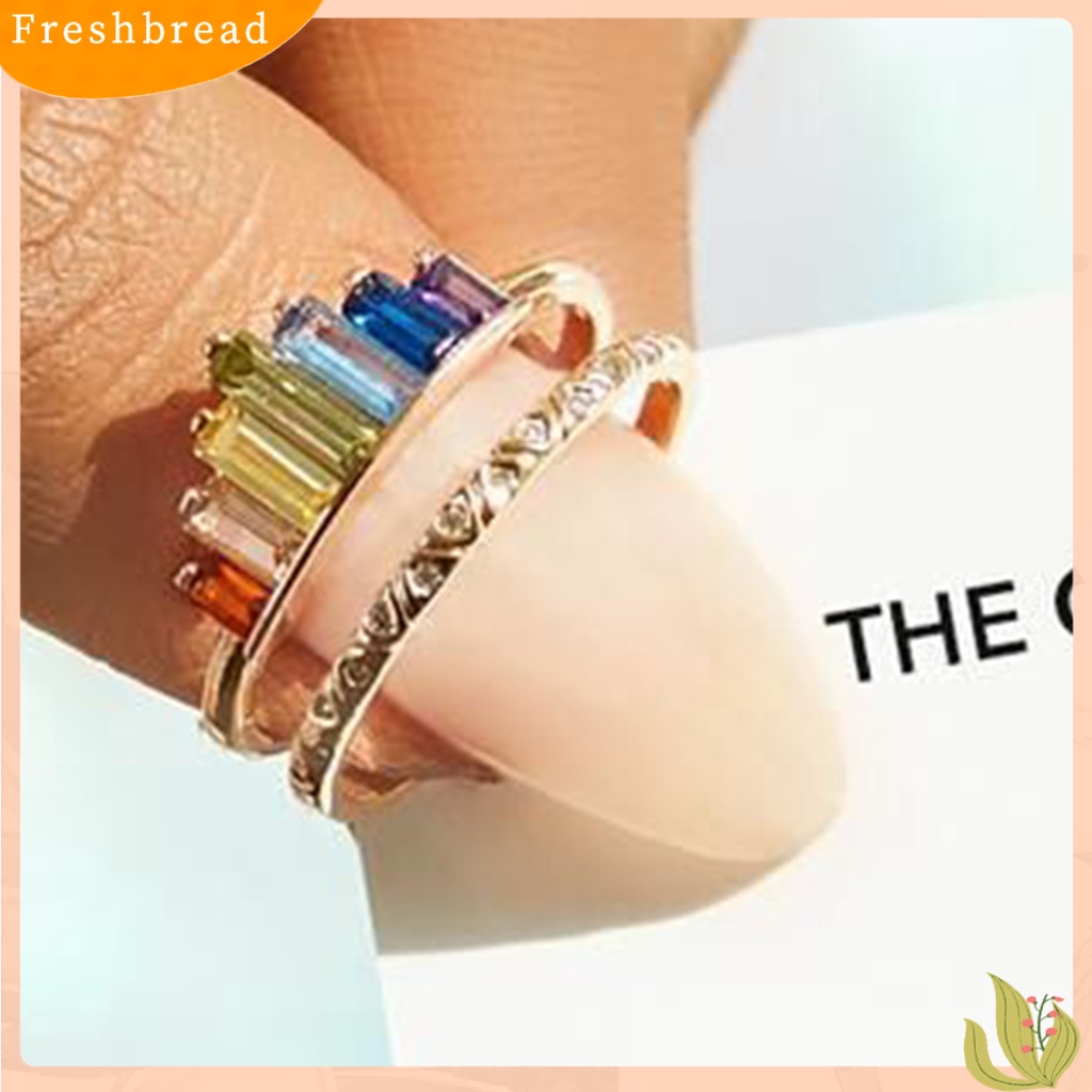 &lt; Freshbread &gt; Wanita Pelangi Open-end Mahkota Cincin Adjustable Double Band Circlet Perhiasan Hadiah