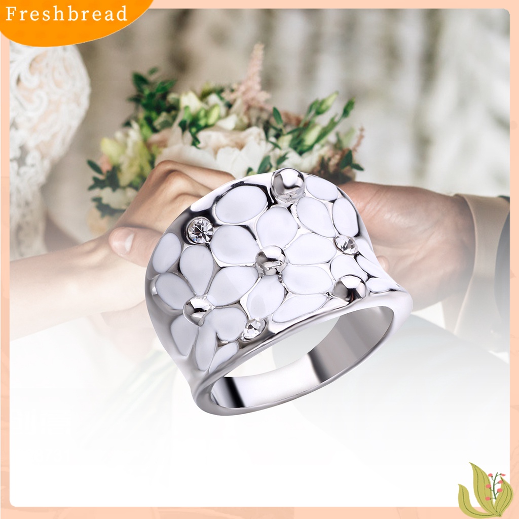 &lt; Freshbread &gt; Ladies Ring Motif Bunga Jari Dekorasi Cincin Pita Pernikahan Putih Untuk Hadiah Tahun Baru