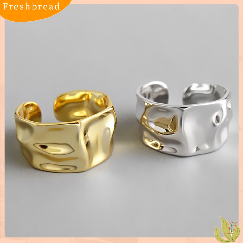 &lt; Freshbread &gt; Finger Band Adjustable Opening Personality Polishing Gaya Netral Dekorasi Warna Solid Wanita Tidak Teratur Bergelombang Terbuka Cincin Aksesoris Perhiasan