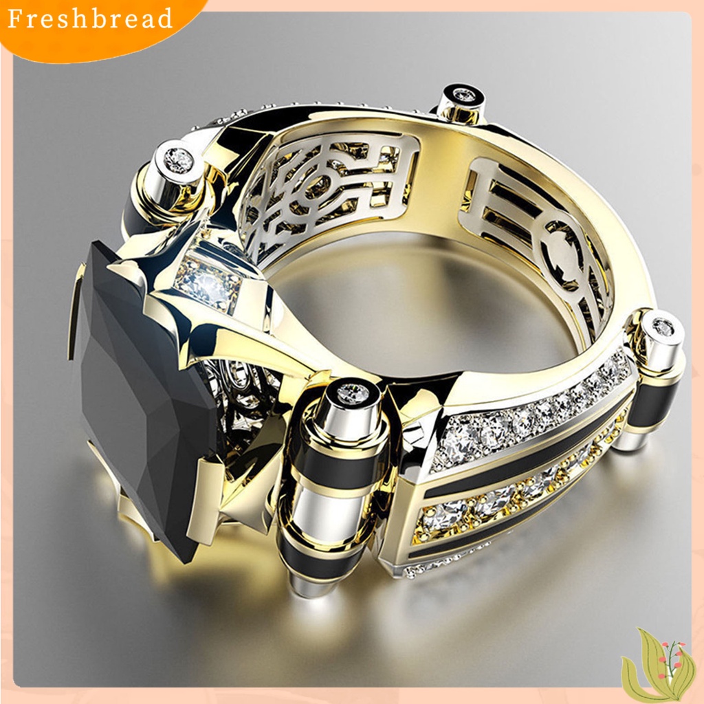 &lt; Freshbread &gt; Unisex Cincin Vintage Gothic Mewah Berlian Imitasi Mengkilap Electroplating Dekorasi Hadiah Pria Wanita Cubic Zirconia Fidget Ring Jewelry Untuk Pakaian Sehari-Hari