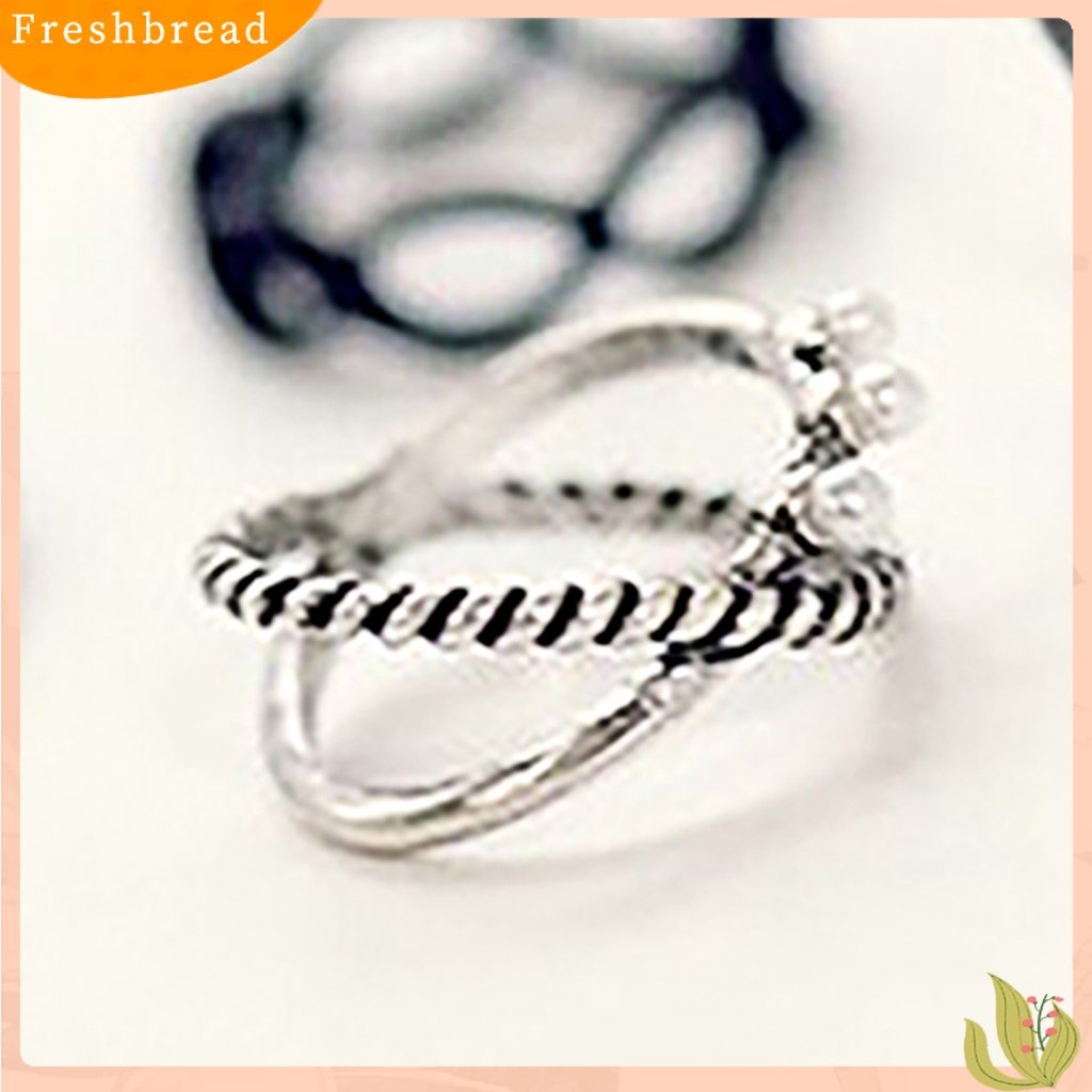 &lt; Freshbread &gt; 4pcs/Set Cincin Tidak Karat Tahan Lama 4in1 Cincin Fashion Punk Wanita Untuk Festival