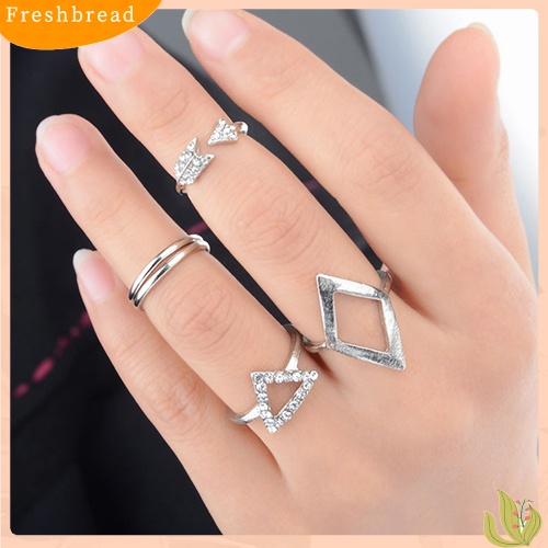 &lt; Freshbread &gt; 5pcs/Set Berlian Imitasi Diatas Buku Jari Midi Cincin Susun Rings Boho Jewelry