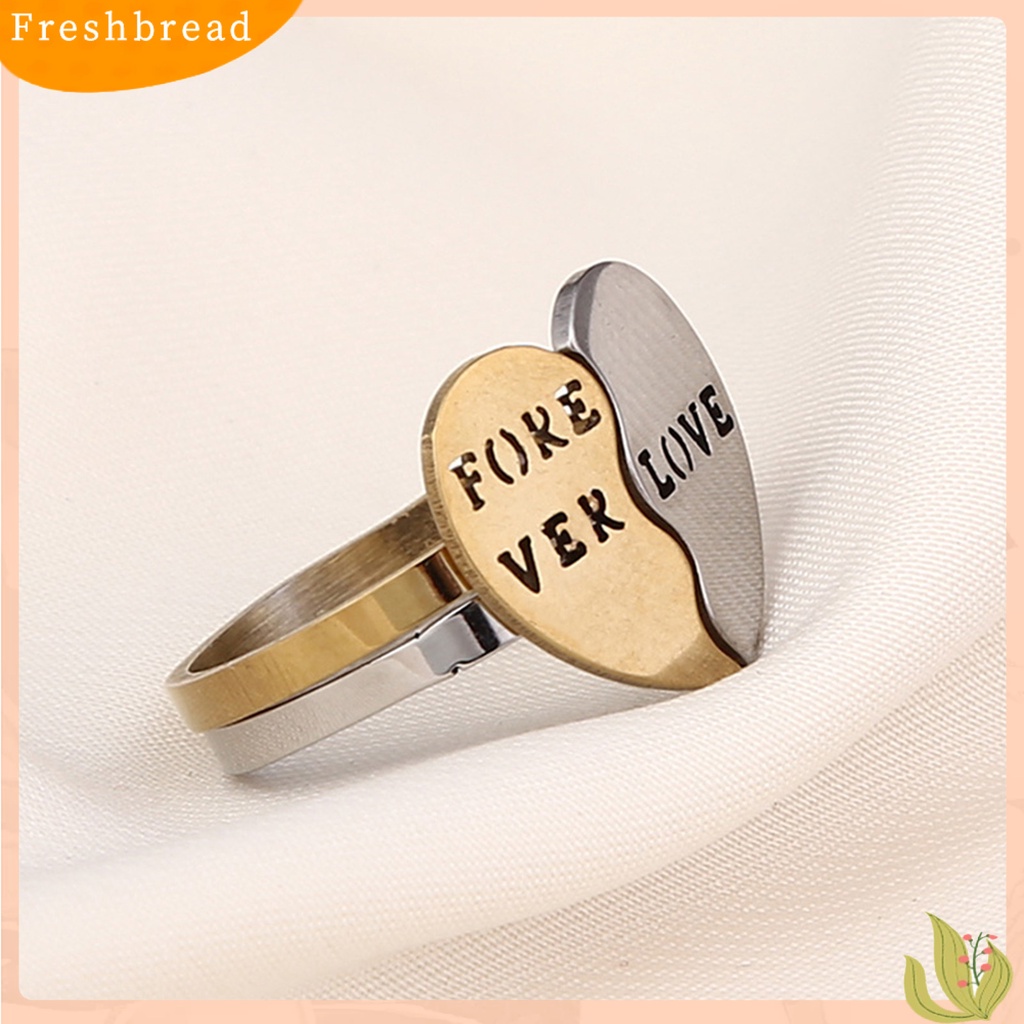 &lt; Freshbread &gt; 2Pcs/Set Cincin Fashion Indah Alloy Stackable Heart Decor Couple Ring Untuk Kehidupan Sehari-Hari