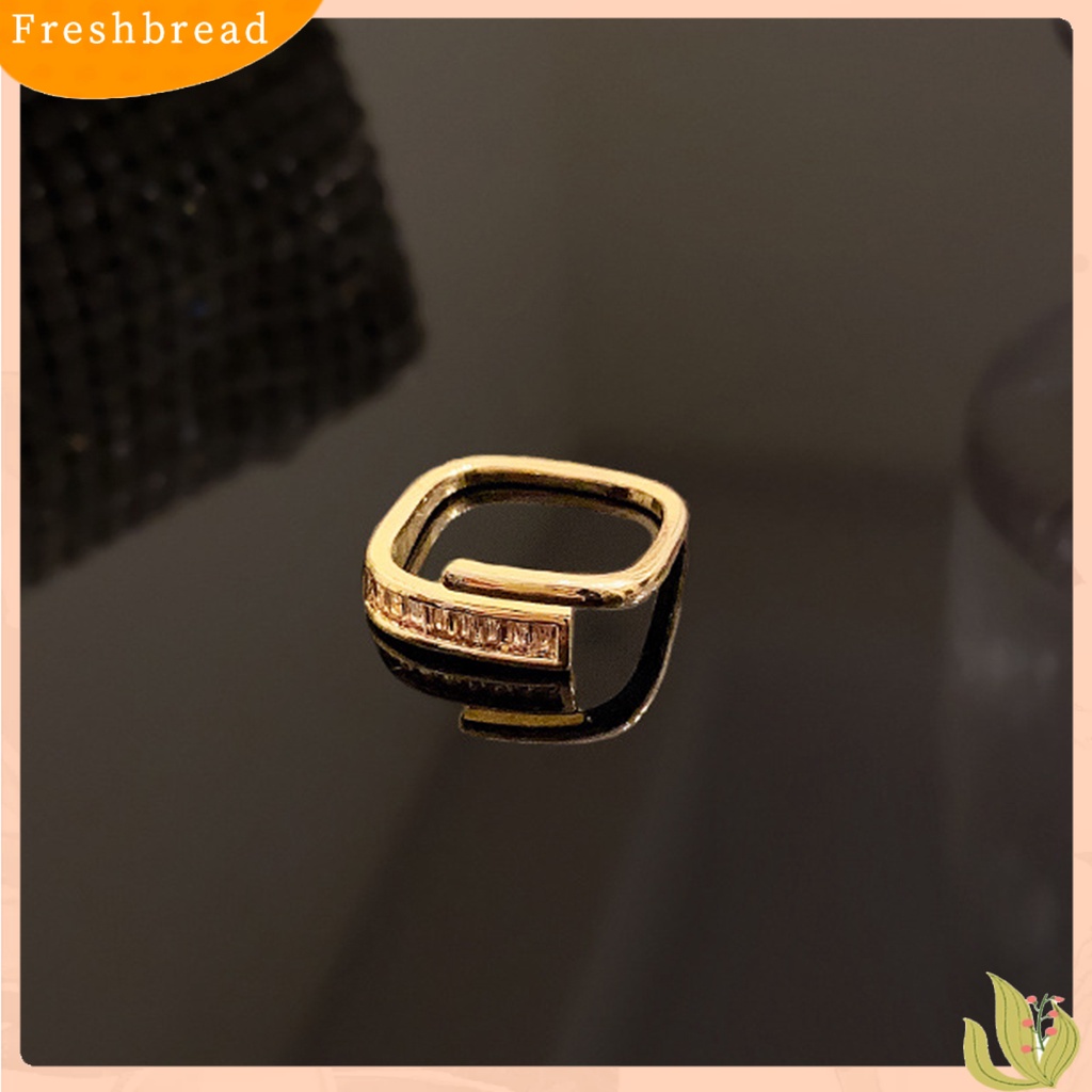 &lt; Freshbread &gt; Cincin Jari Double Layer Geometris Mengkilap Pembukaan Yang Dapat Disesuaikan Gaya Korea Tembaga Wanita Silver Finger Ring Pakaian Sehari-Hari
