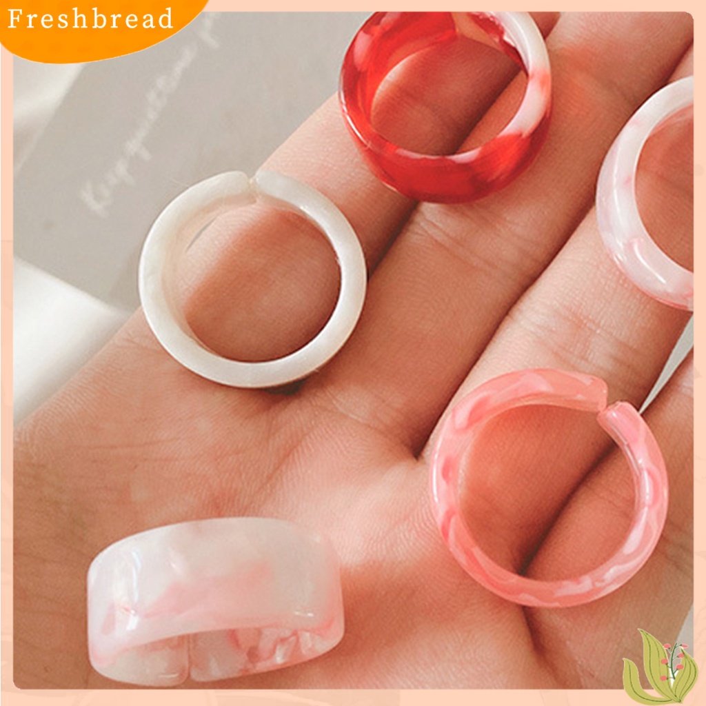 &lt; Freshbread &gt; 1set Cincin Couple Kokoh Mudah Dipakai Resin Tekstur Halus Cincin Fashion Untuk Pakaian Sehari-Hari