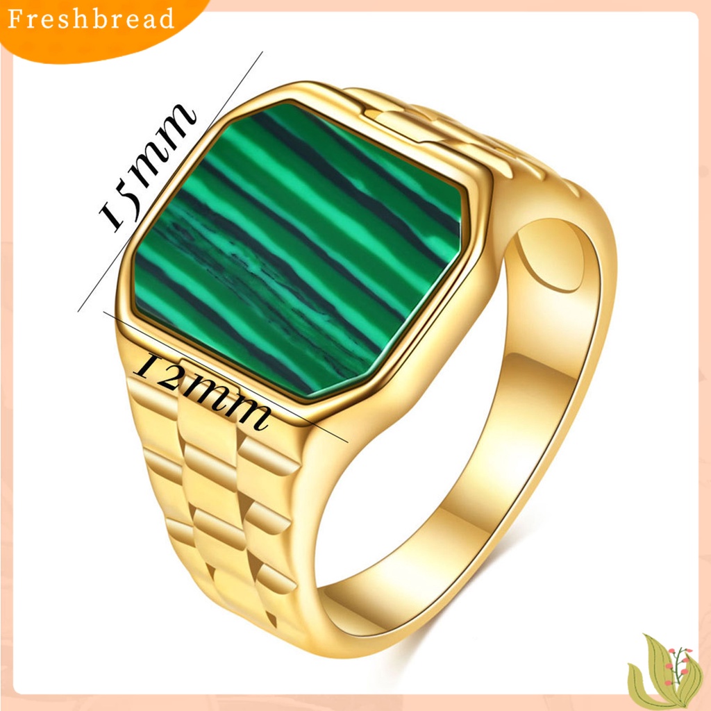 &lt; Freshbread &gt; Wanita Cincin Gaya Sederhana Warna Vibrant Tahan Karat Luntur Mengkilap Hias Baja Titanium Vintage Mewah Square Lady Ring Perhiasan Fashion Untuk Wanita