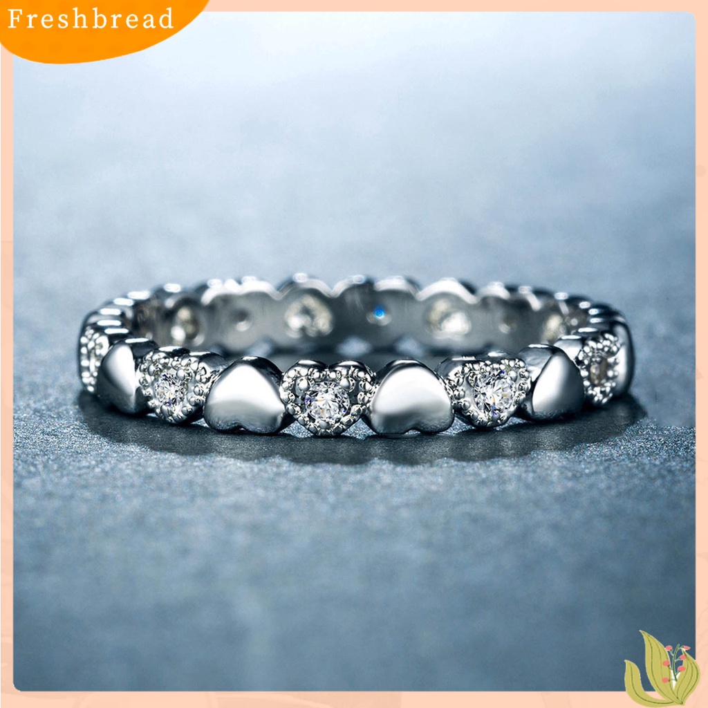 &lt; Freshbread &gt; Cincin Wanita Bentuk Hati Cubic Zirconia Perhiasan Manis Fashion Penampilan Cincin Jari Untuk Pernikahan