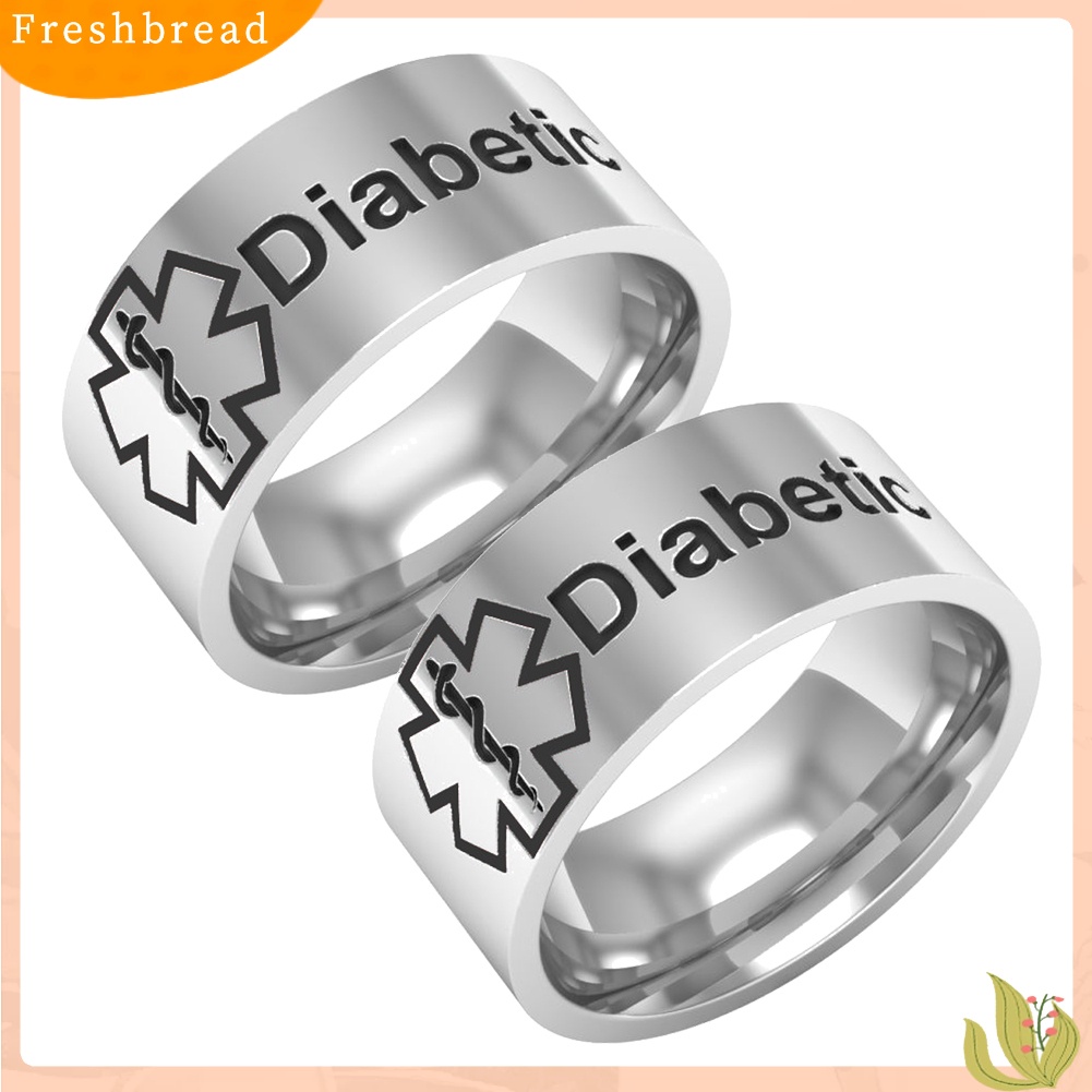 &lt; Freshbread &gt; Kondisi Medis Siaga Diabetes Titanium Unisex Band Jari Cincin Perhiasan Hadiah