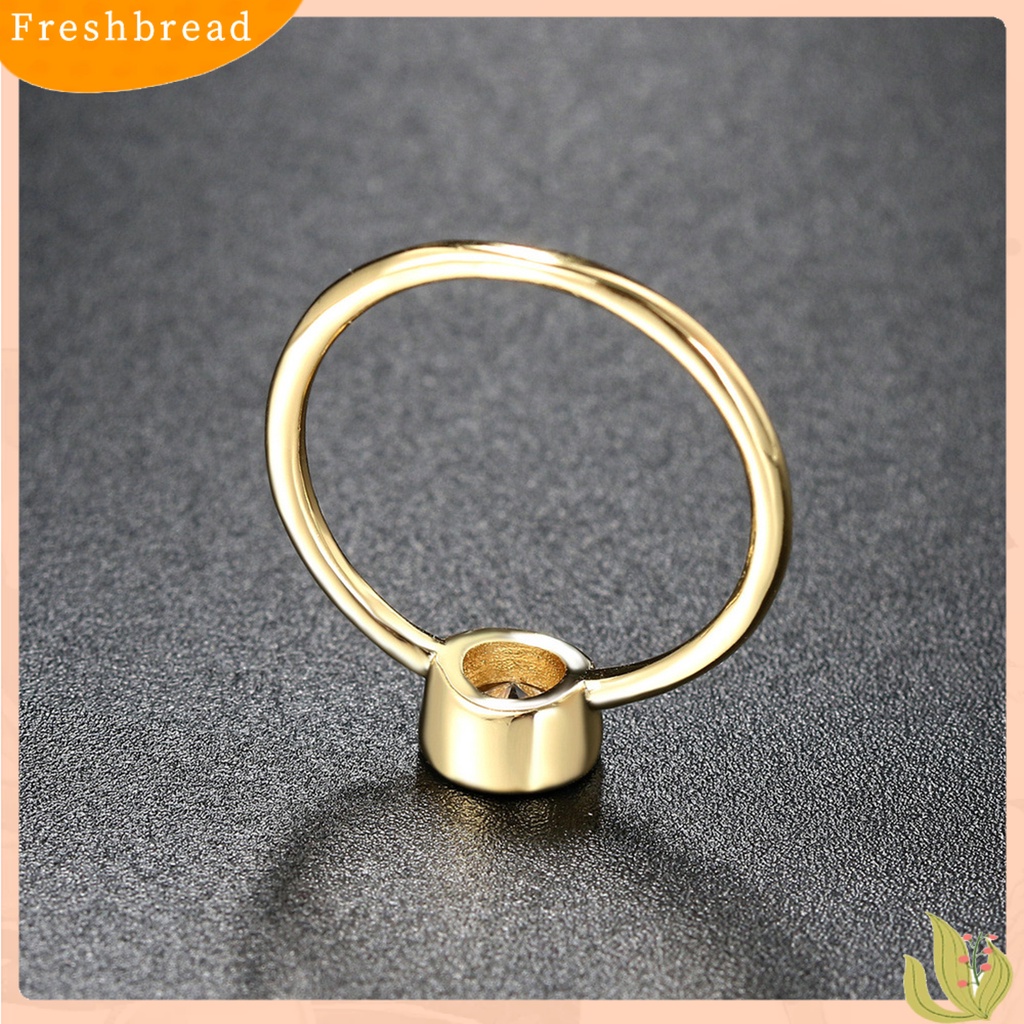 &lt; Freshbread &gt; Cincin Wanita Bulat Cubic Zirconia Perhiasan Sparkling Permukaan Halus Finger Ring Untuk Pernikahan