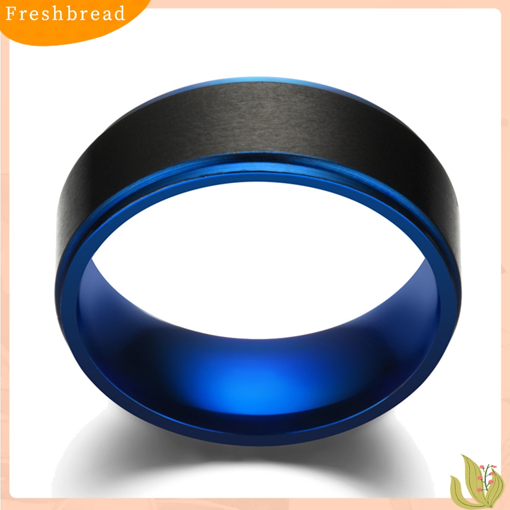 &lt; Freshbread &gt; Fashion Pria Dual Color Stainless Steel Band Cincin Jari Perhiasan Hadiah Ulang Tahun