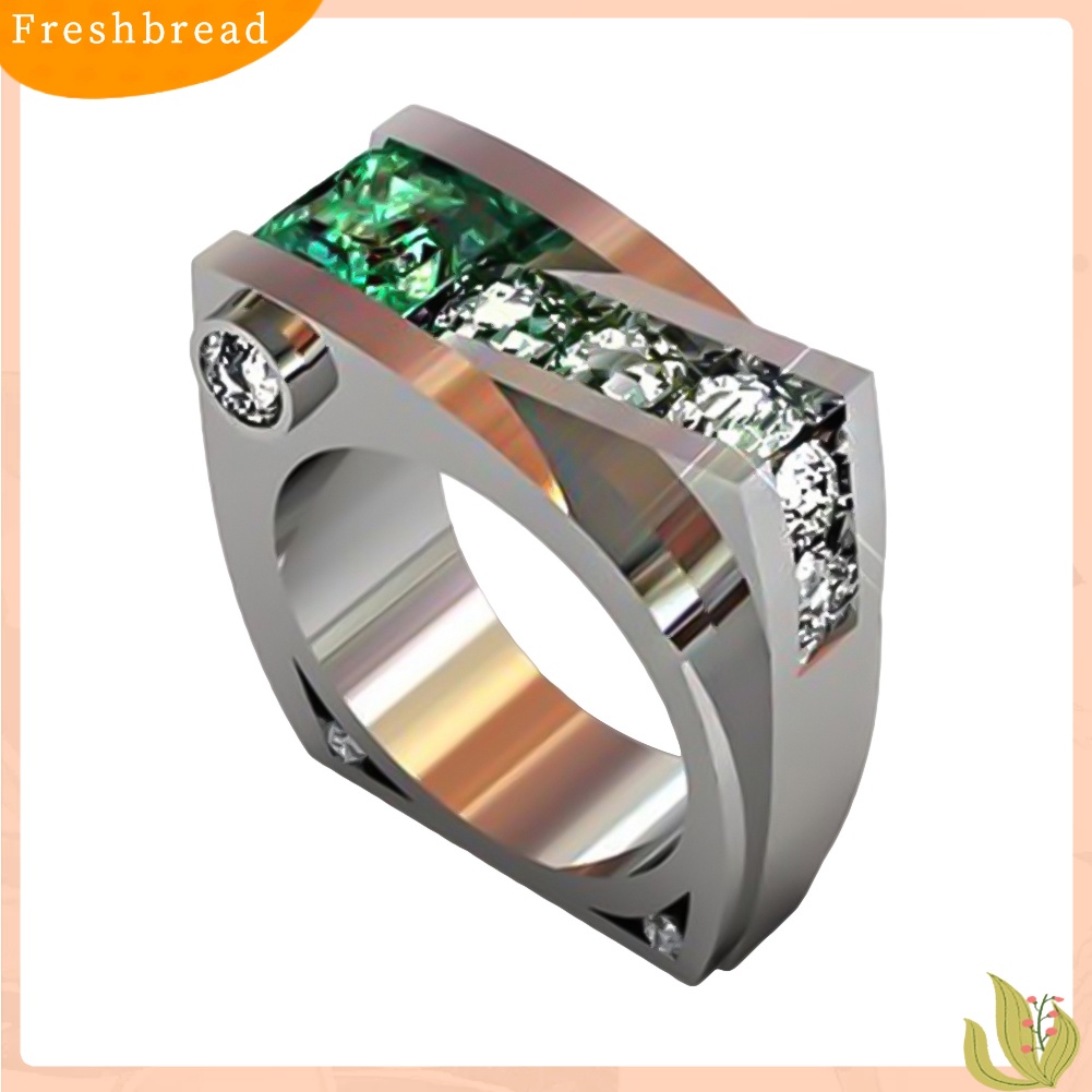< Freshbread > Wanita Retro Berlian Imitasi Hias Bentuk Geometris Jari Cincin Hadiah Perhiasan Pernikahan