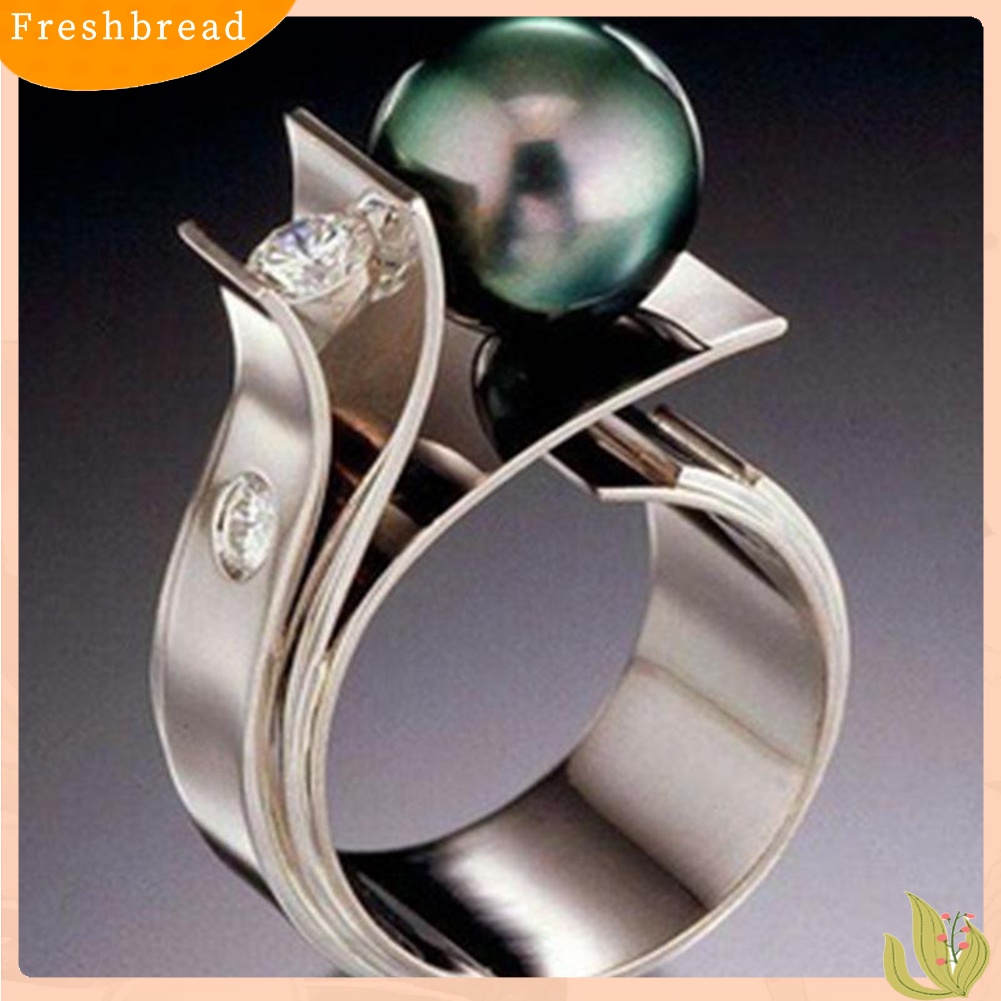 < Freshbread > Fashion Wanita Mutiara Imitasi Geometris Jari Cincin Pernikahan Pertunangan Perhiasan Hadiah