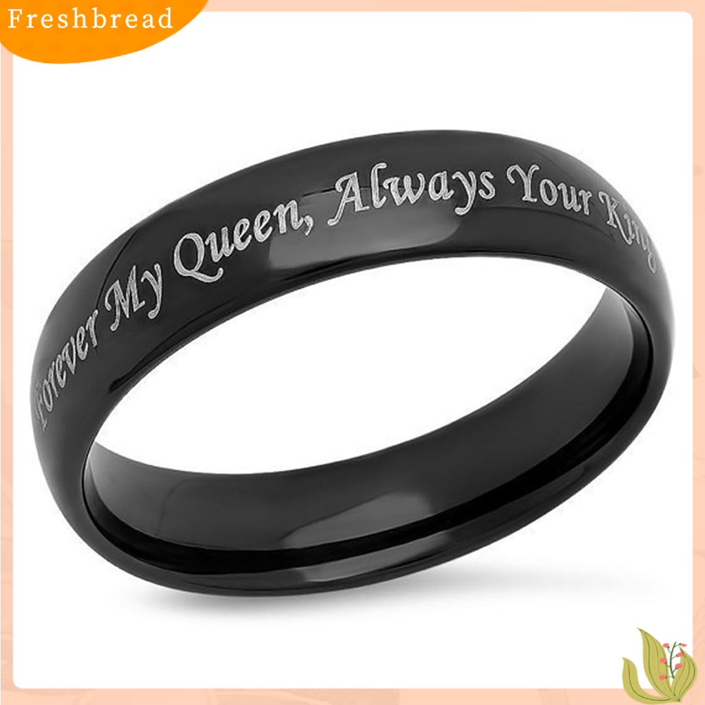 &lt; Freshbread &gt; Cincin Couple Desain Huruf Perhiasan Hadiah Titanium Steel Always Your Queen Promise Rings Untuk Pesta