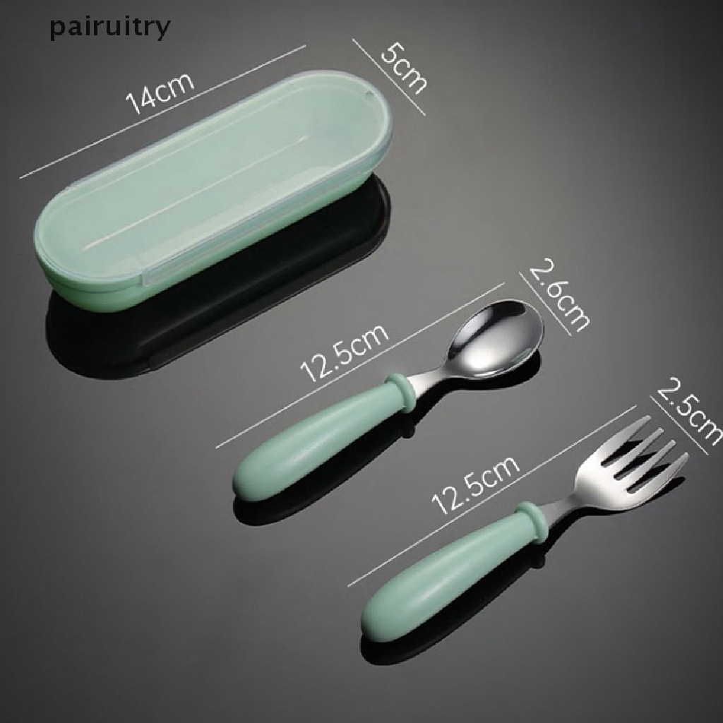 Prt Makan Bayi Set Peralatan Makan Anak Utensil Stainless Steel Balita Alat Makan Sendok Garpu Makan Kartun Bayi Makanan Feeding Spoon Fork PRT