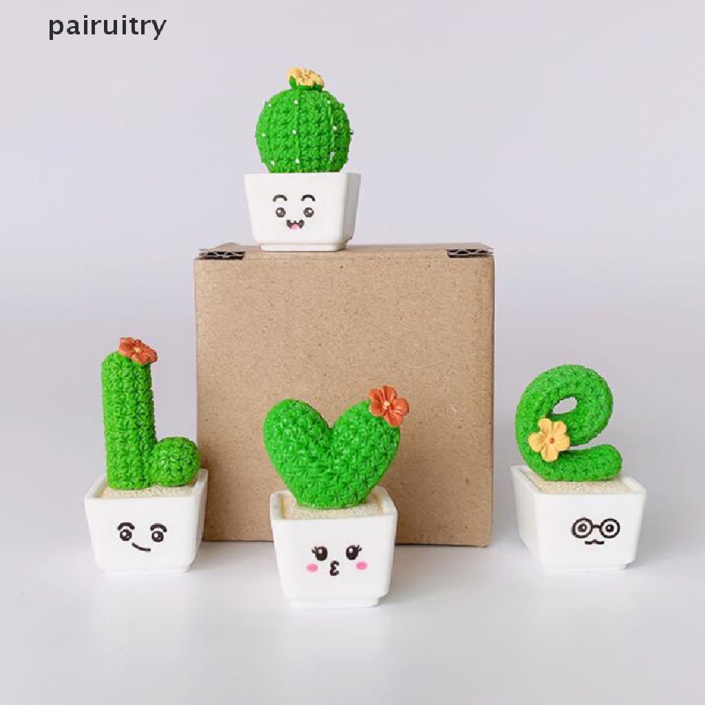 Prt 4PcsCactus Shaped Hiasan Dekorasi Prop Kaktus Tanaman Pot Decor PRT