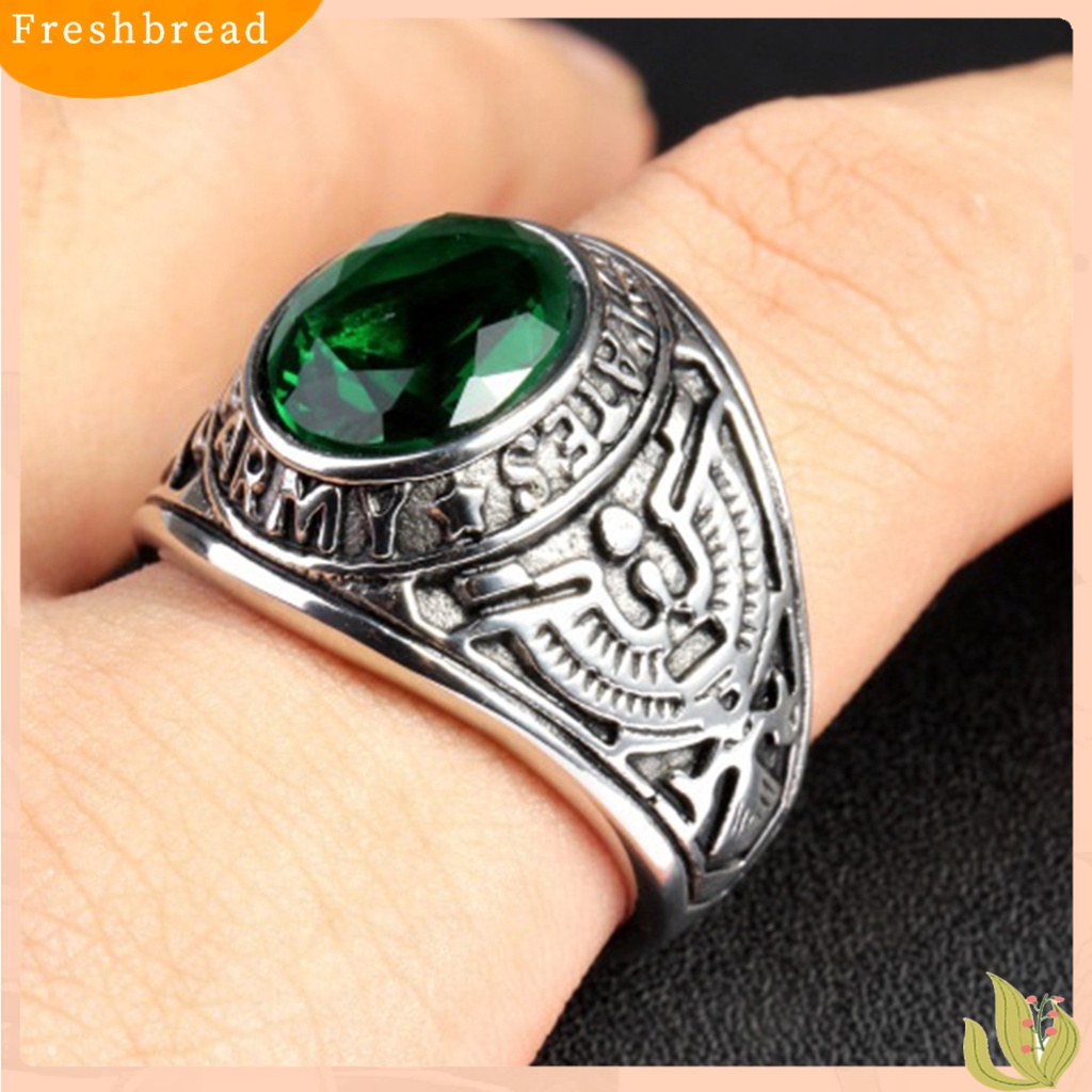 &lt; Freshbread &gt; Cincin Punk Bentuk Oval Hias Berlian Imitasi Punk Klasik Ring Untuk Pesta