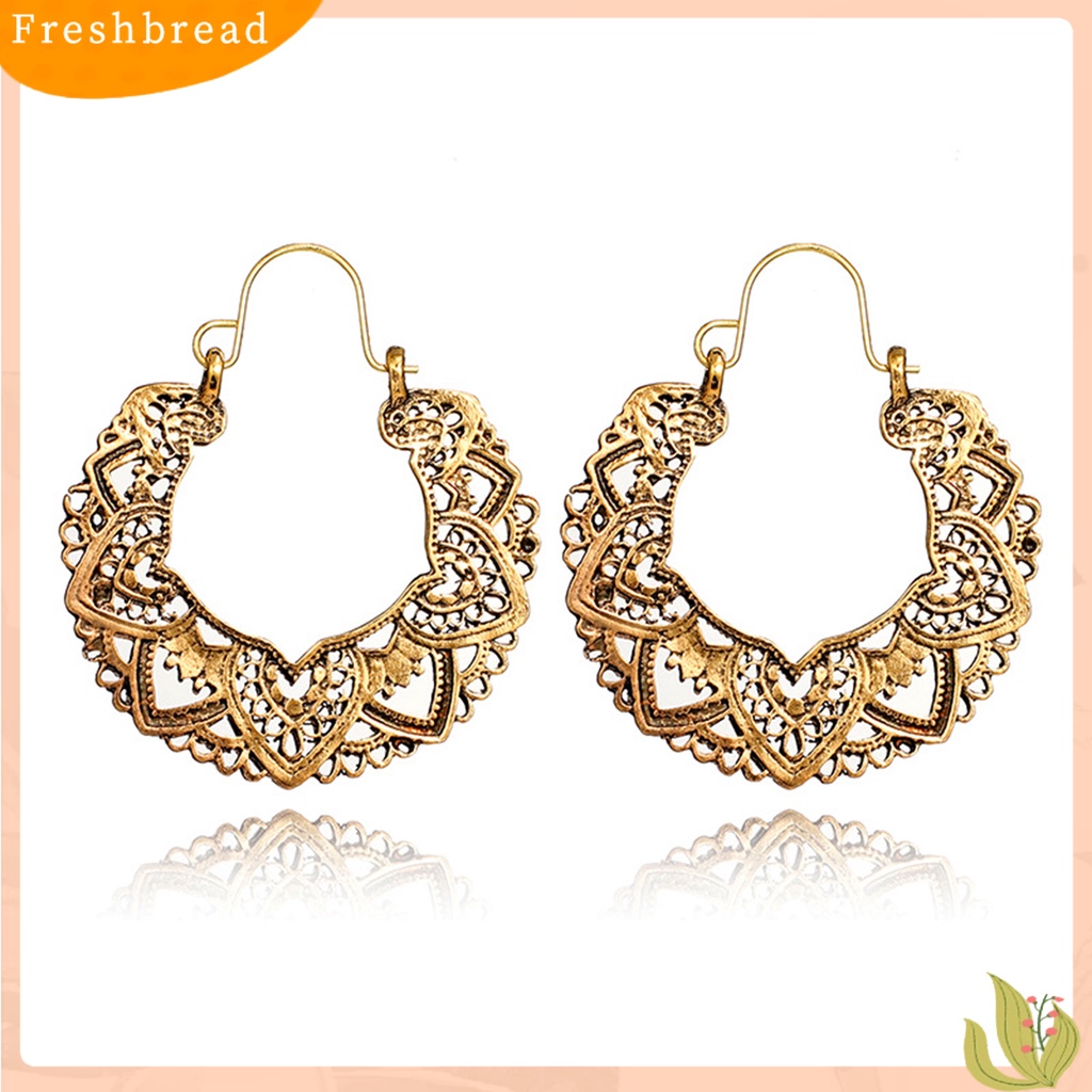 &lt; Freshbread &gt; 1pasang Bentuk Bunga Hollow Drop Earrings Alloy Tindik Geometris Wanita Menjuntai Anting Fashion Perhiasan